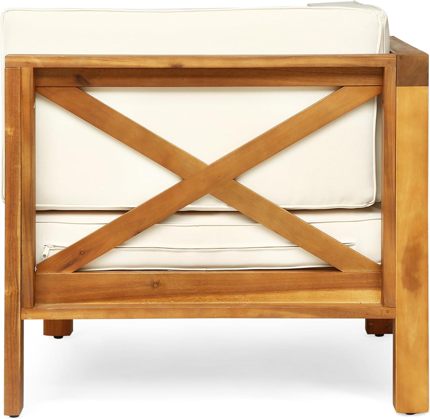 image:imageChristopher Knight Home Outdoor Modular Acacia Wood Sofa with Cushions Teak and Beige