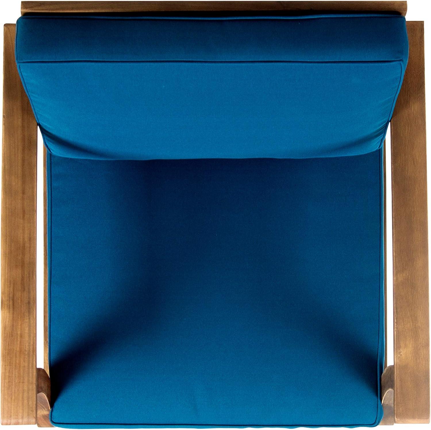 image:imageChristopher Knight Home Perla Outdoor Acacia Wood Club Chairs with Water Resistant Cushions Set of 4 4Pcs Set Teak FinishBlue