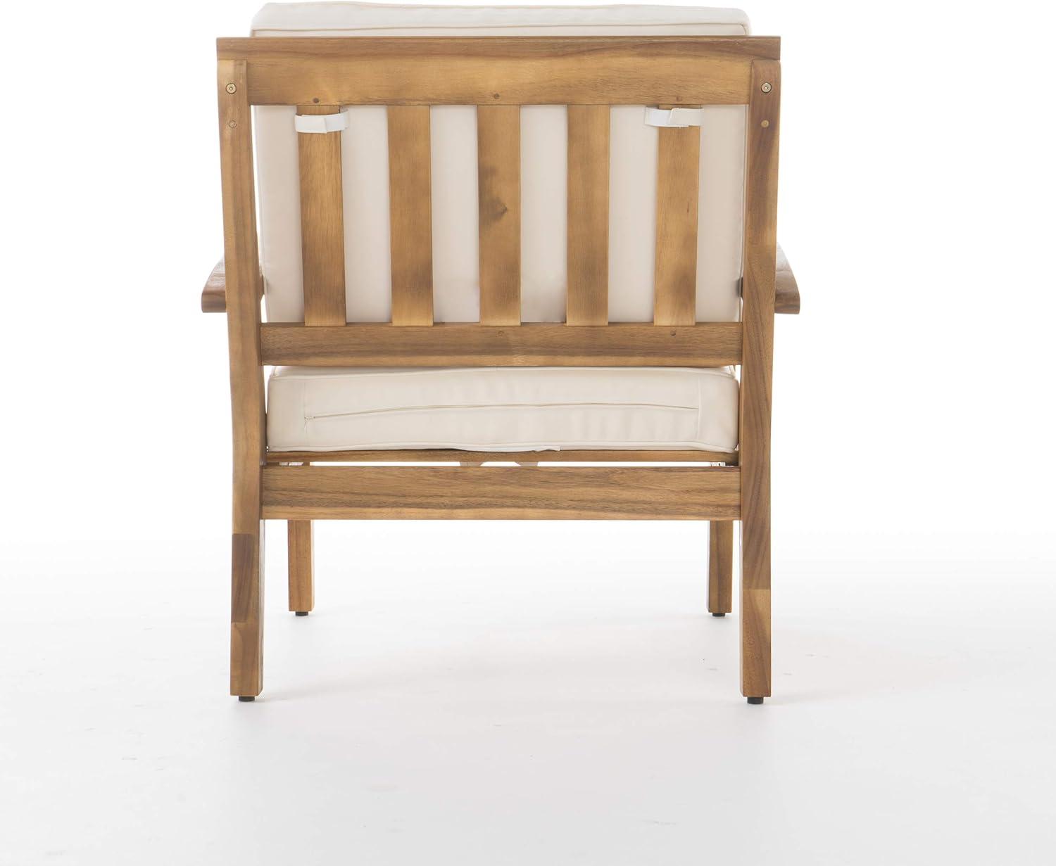 image:imageChristopher Knight Home Peyton Outdoor Wooden Club Chairs with Cushions 4Pcs Set Teak Finish Beige