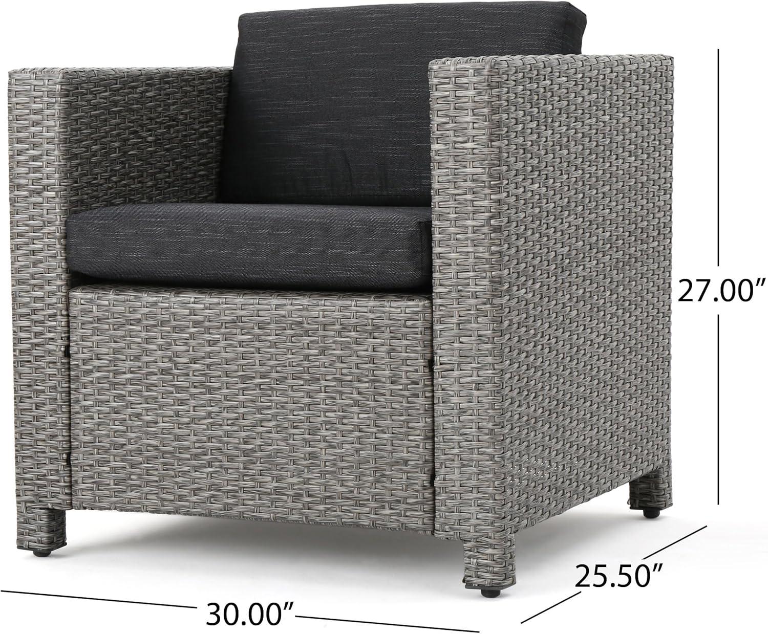 image:imageChristopher Knight Home Puerta Outdoor Club Chairs with Water Resistant Cushions 4Pcs Set Mix Black Dark Gray
