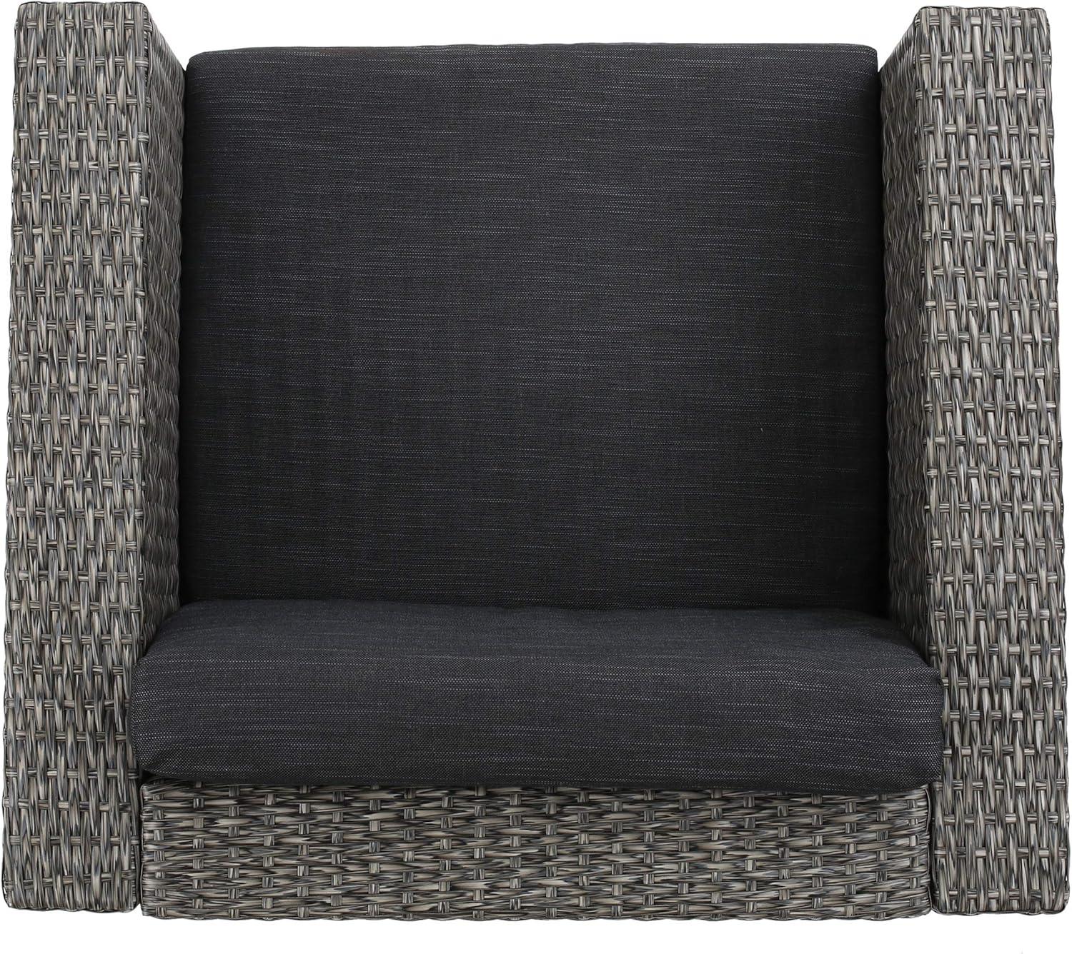 image:imageChristopher Knight Home Puerta Outdoor Club Chairs with Water Resistant Cushions 4Pcs Set Mix Black Dark Gray