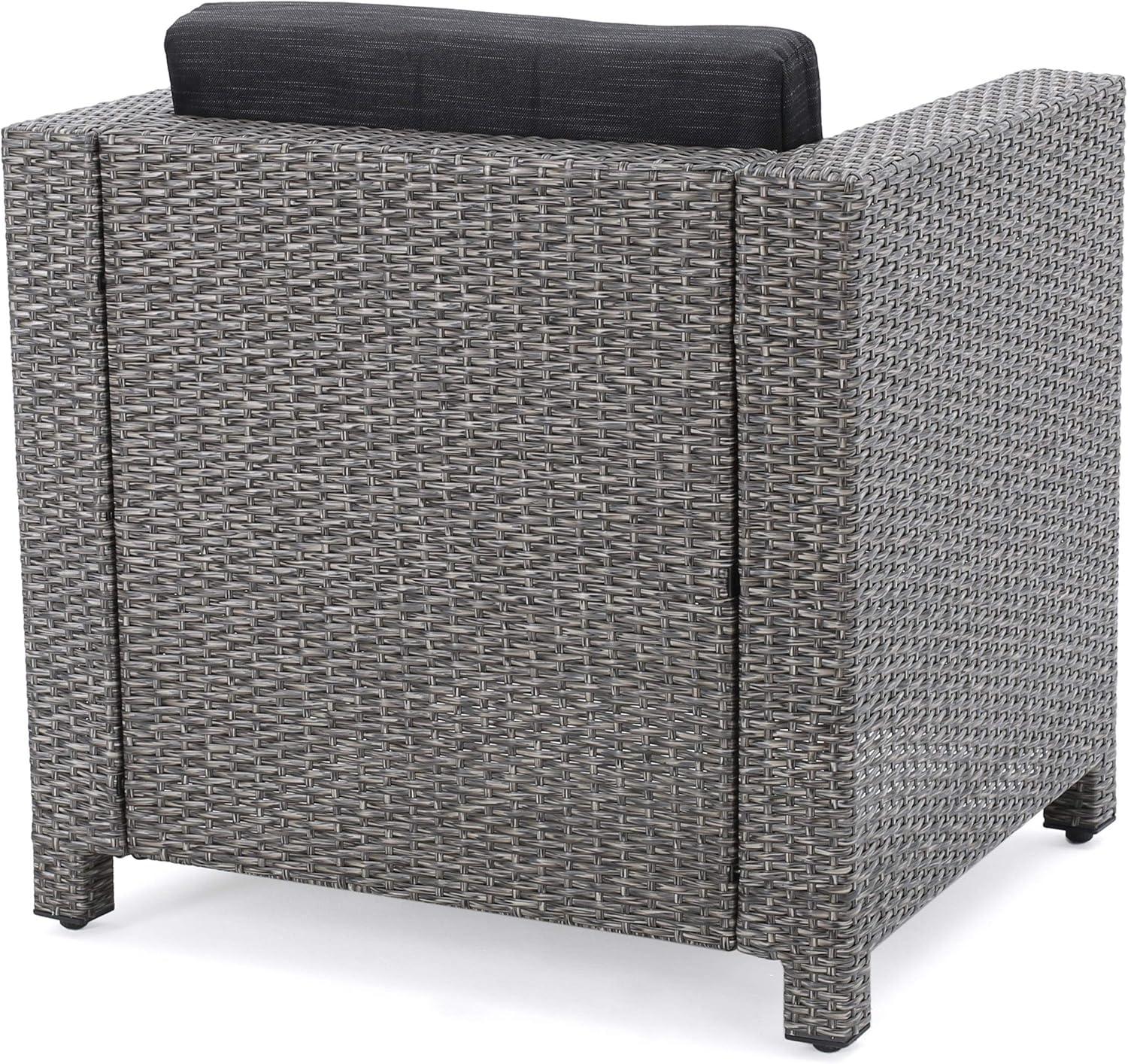 image:imageChristopher Knight Home Puerta Outdoor Club Chairs with Water Resistant Cushions 4Pcs Set Mix Black Dark Gray