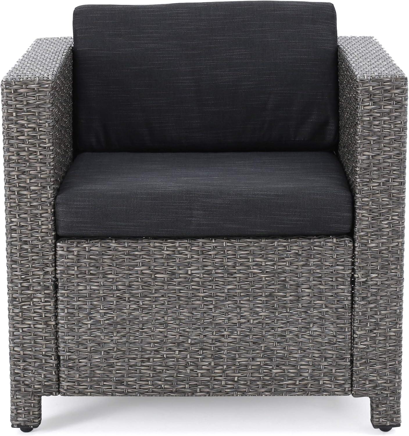 image:imageChristopher Knight Home Puerta Outdoor Club Chairs with Water Resistant Cushions 4Pcs Set Mix Black Dark Gray