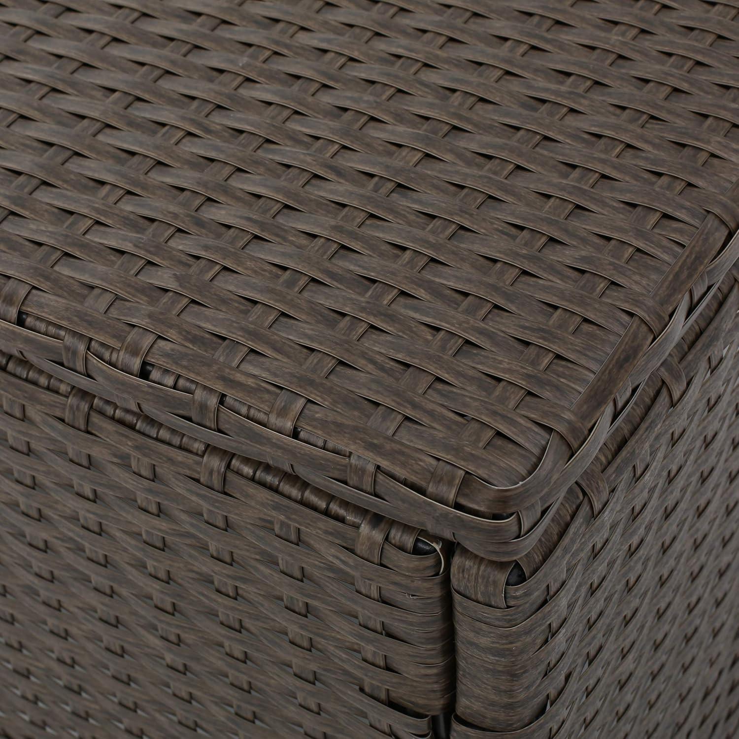image:imageChristopher Knight Home Puerta Outdoor Wicker Chat Set 4Pcs Set Brown Ceramic Grey
