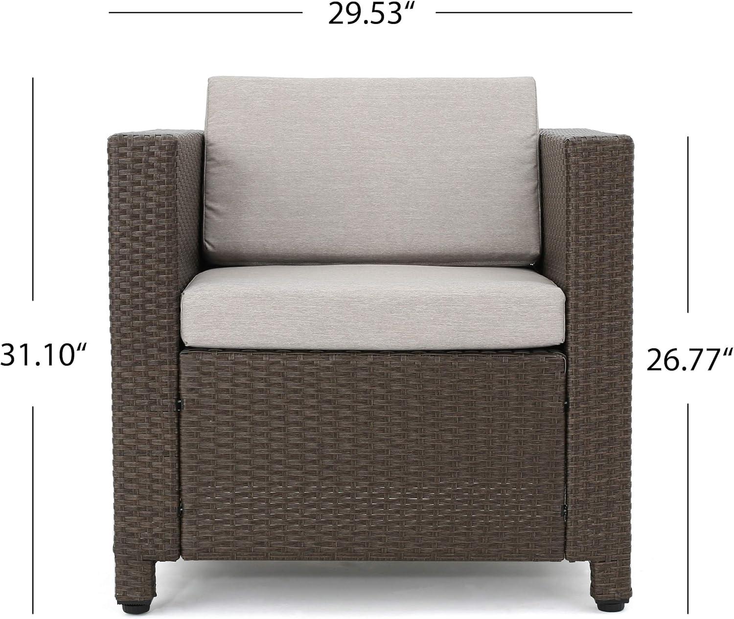 image:imageChristopher Knight Home Puerta Outdoor Wicker Chat Set 4Pcs Set Brown Ceramic Grey