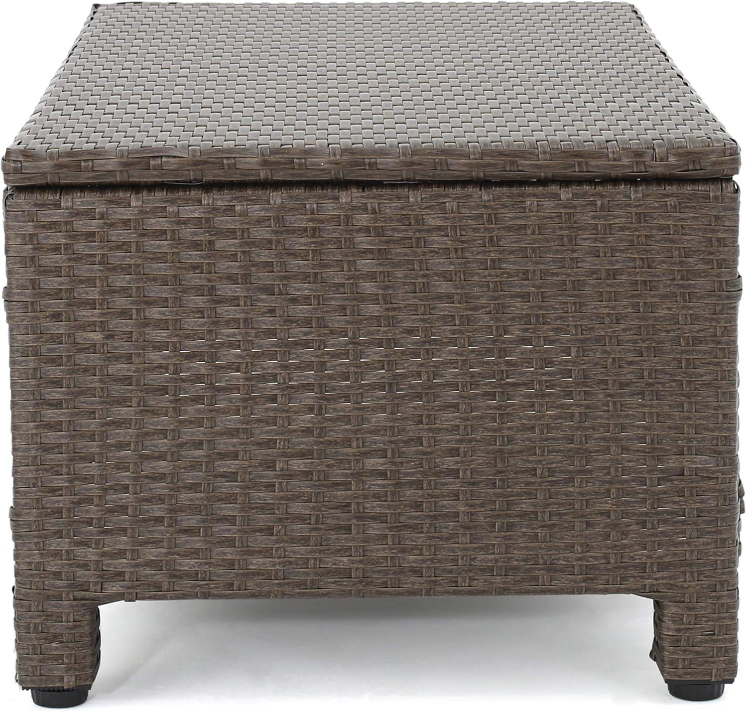 image:imageChristopher Knight Home Puerta Outdoor Wicker Chat Set 4Pcs Set Brown Ceramic Grey
