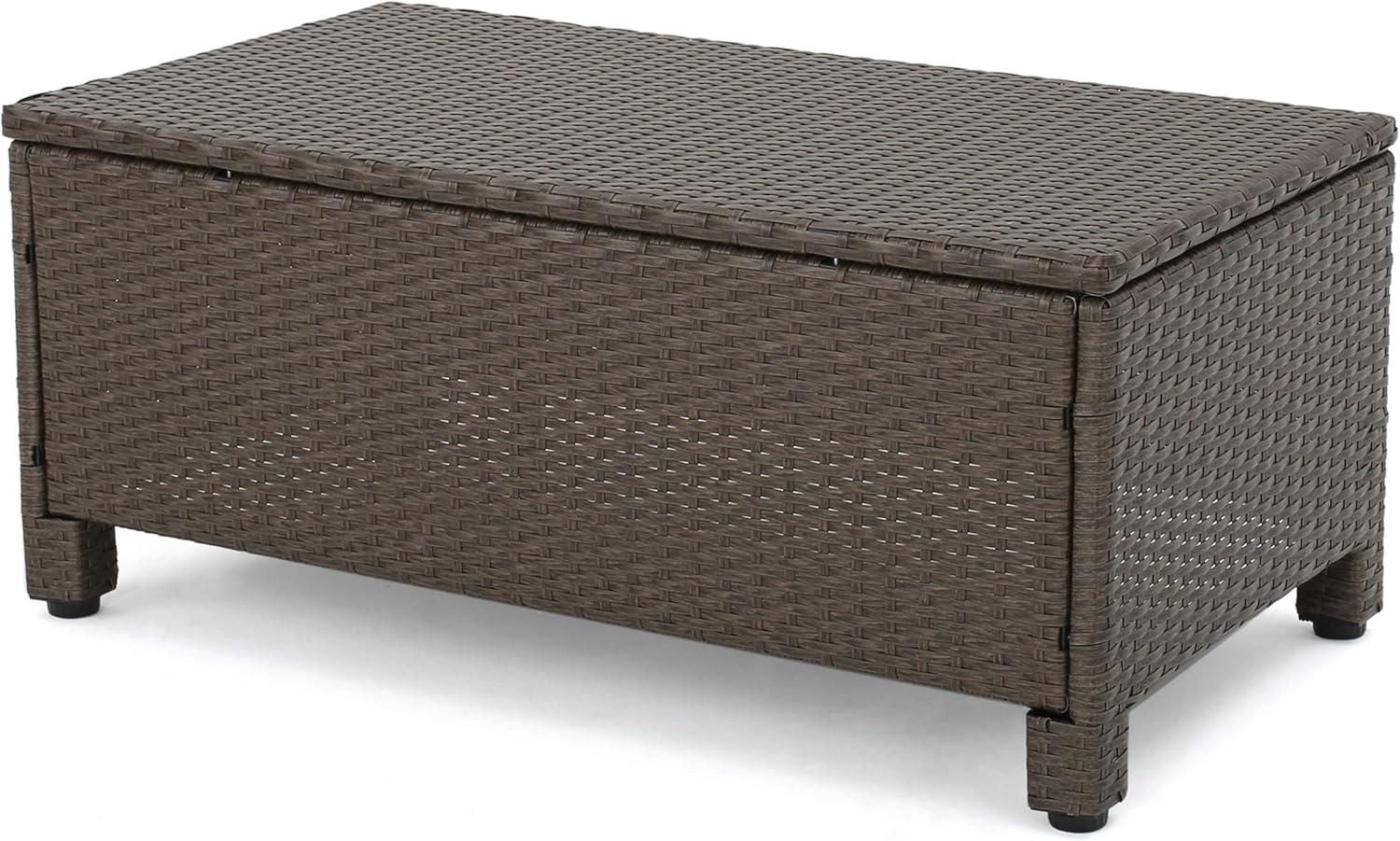 image:imageChristopher Knight Home Puerta Outdoor Wicker Chat Set 4Pcs Set Brown Ceramic Grey
