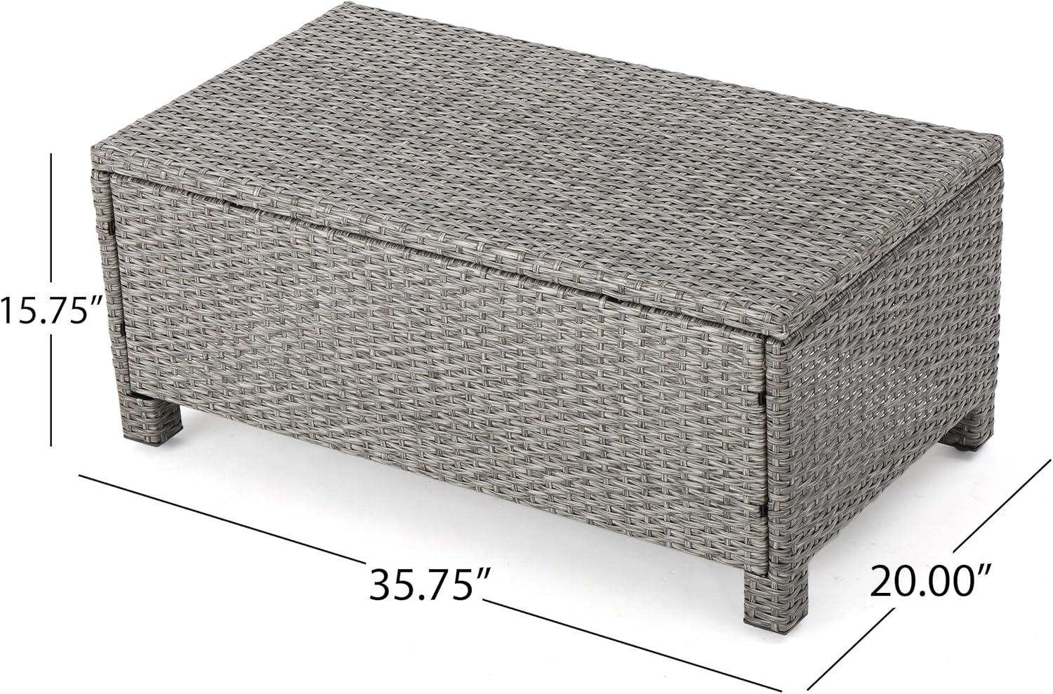 image:imageChristopher Knight Home Puerta Outdoor Wicker Chat Set with Water Resistant Cushions 8Pcs Set Mixed Black Dark Grey