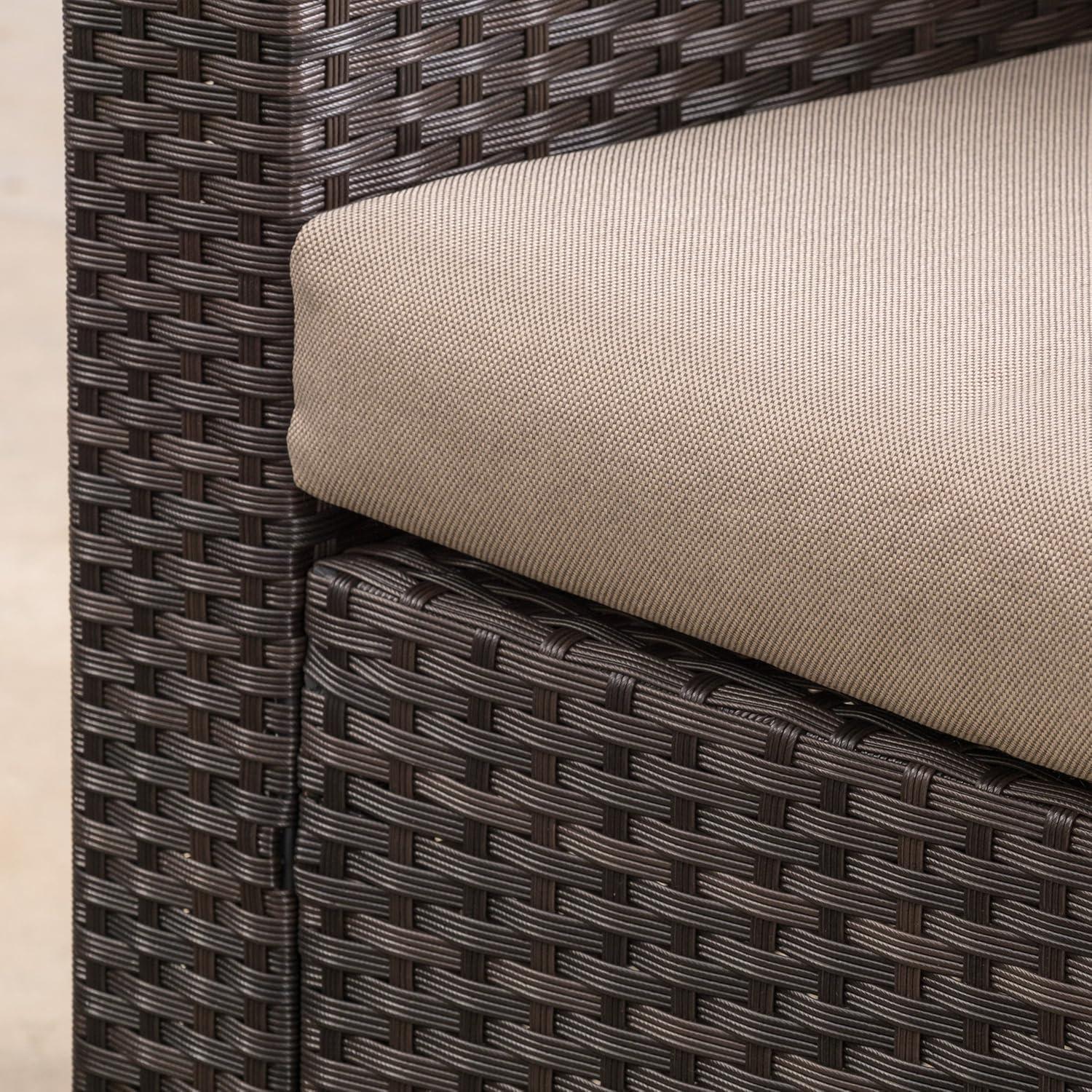 image:imageChristopher Knight Home Puerta Outdoor Wicker Sofa Set Dark Brown And Beige