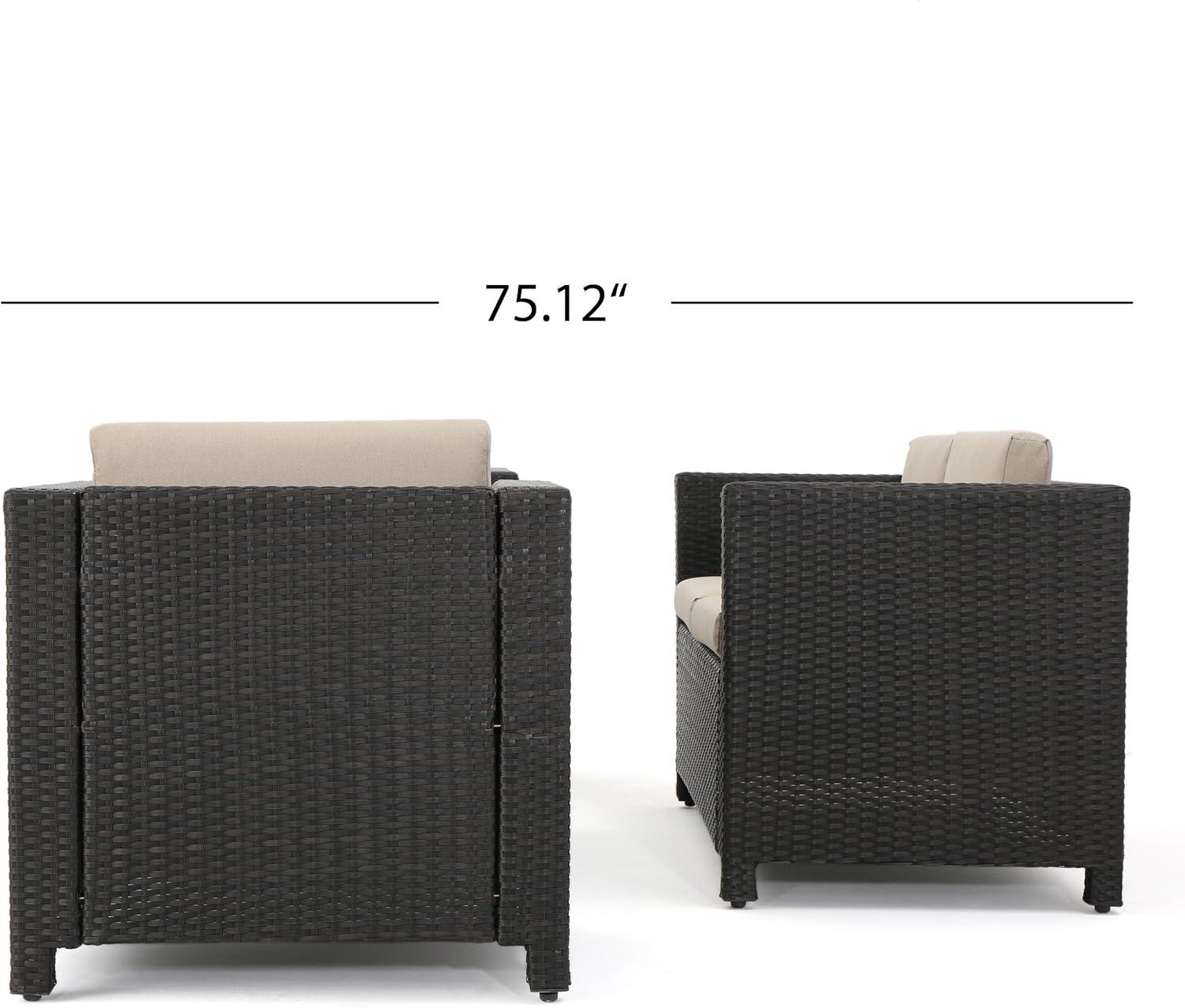 image:imageChristopher Knight Home Puerta Wicker Chat Set 4 Piece BeigeDark Brown