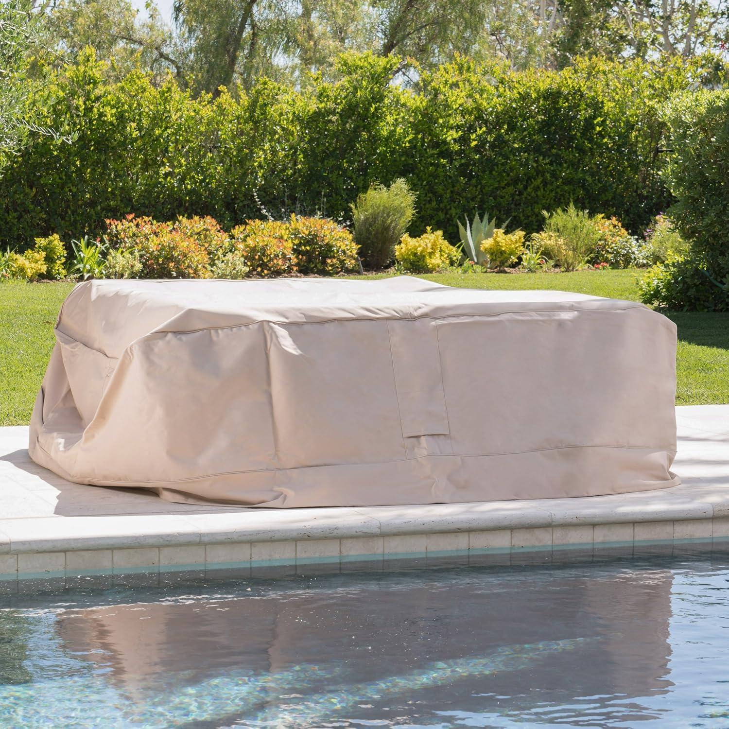 image:imageChristopher Knight Home Puerta Wicker Chat Set with Water Resistant Cushions and Set Cover 4Pcs Set Beige Mixed Black Dark Grey