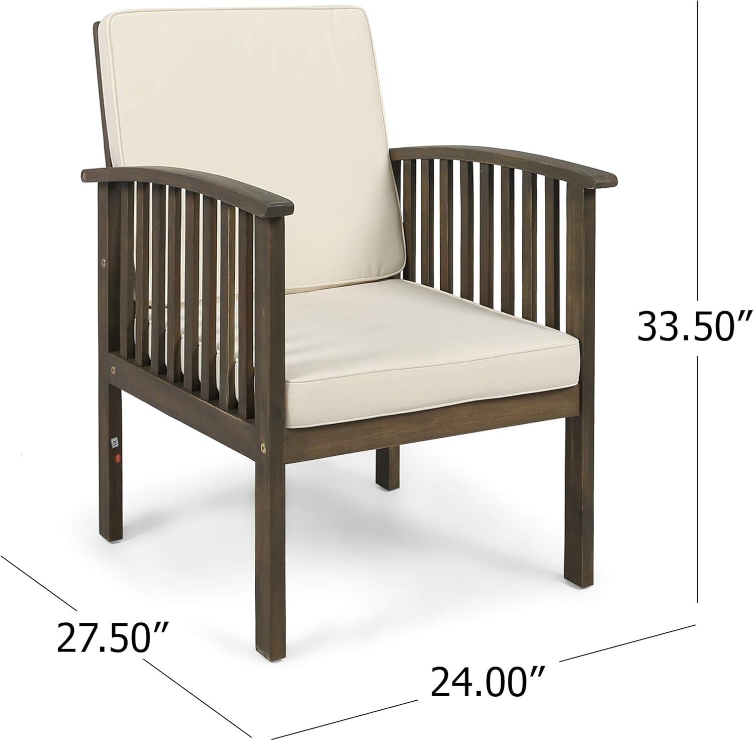 image:imageChristopher Knight Home Ray Acacia Outdoor Acacia Wood Club Chairs Gray and Cream Set of 2