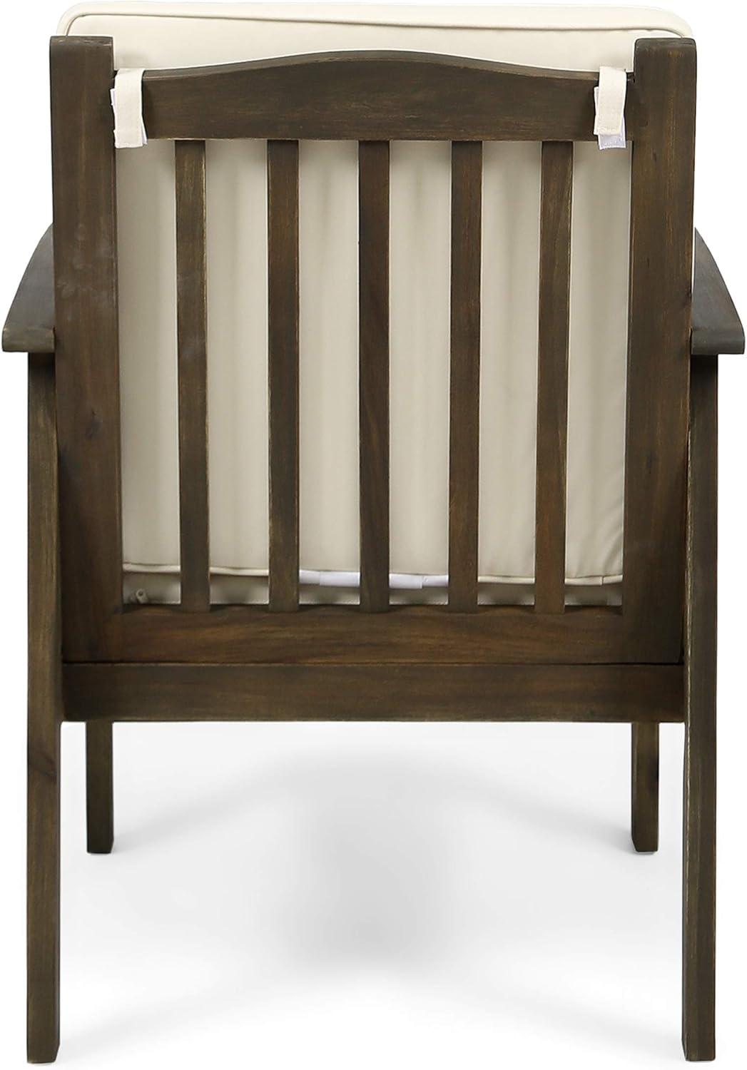 image:imageChristopher Knight Home Ray Acacia Outdoor Acacia Wood Club Chairs Gray and Cream Set of 2