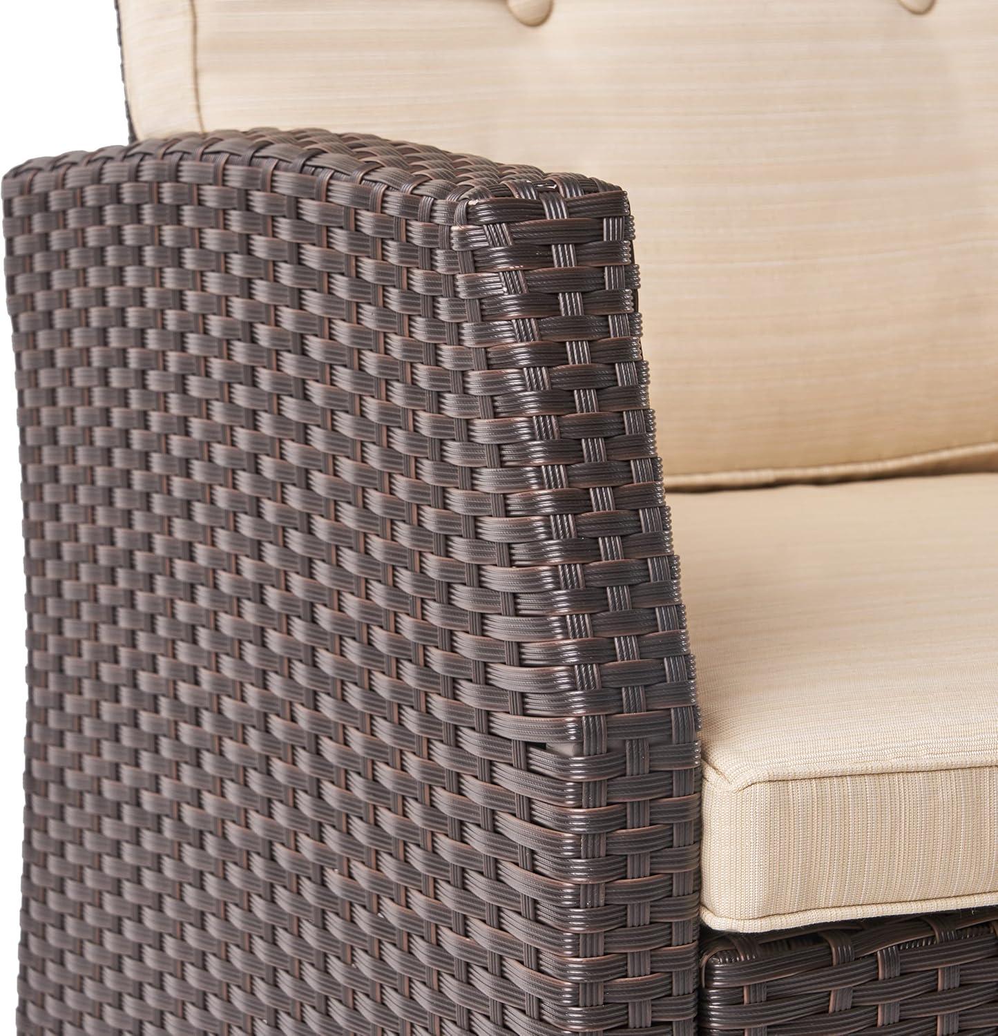 image:imageChristopher Knight Home Sanger Outdoor Club Chair with Cushions Wicker Dark BrownBeige