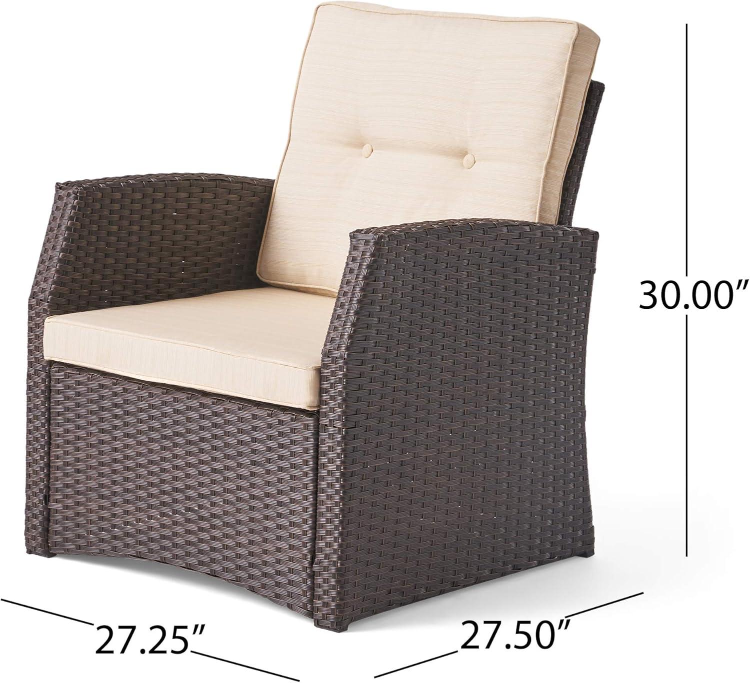 image:imageChristopher Knight Home Sanger Outdoor Club Chair with Cushions Wicker Dark BrownBeige