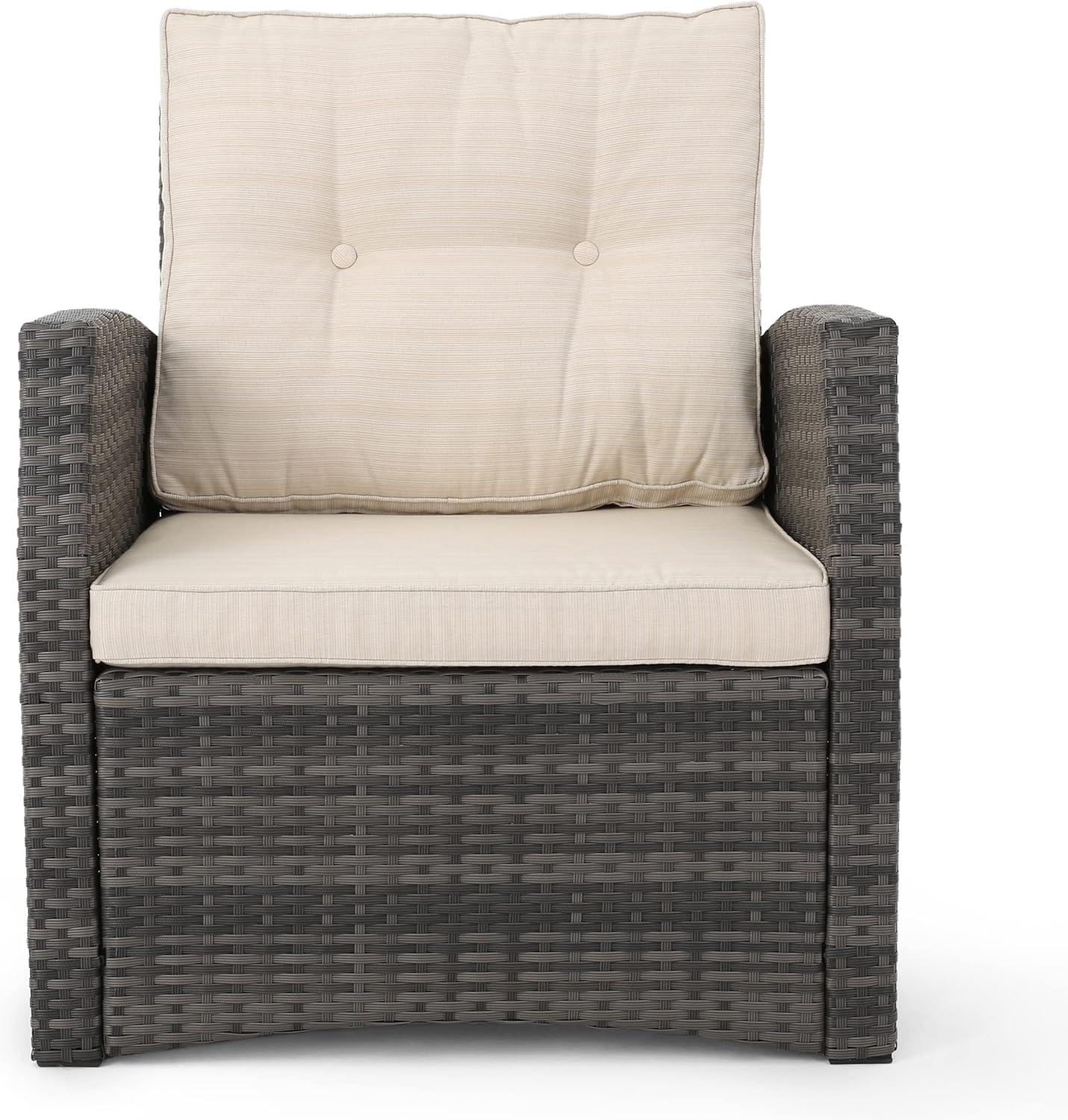 image:imageChristopher Knight Home Sanger Outdoor Club Chairs with Cushions Wicker GrayBeige Set of 2