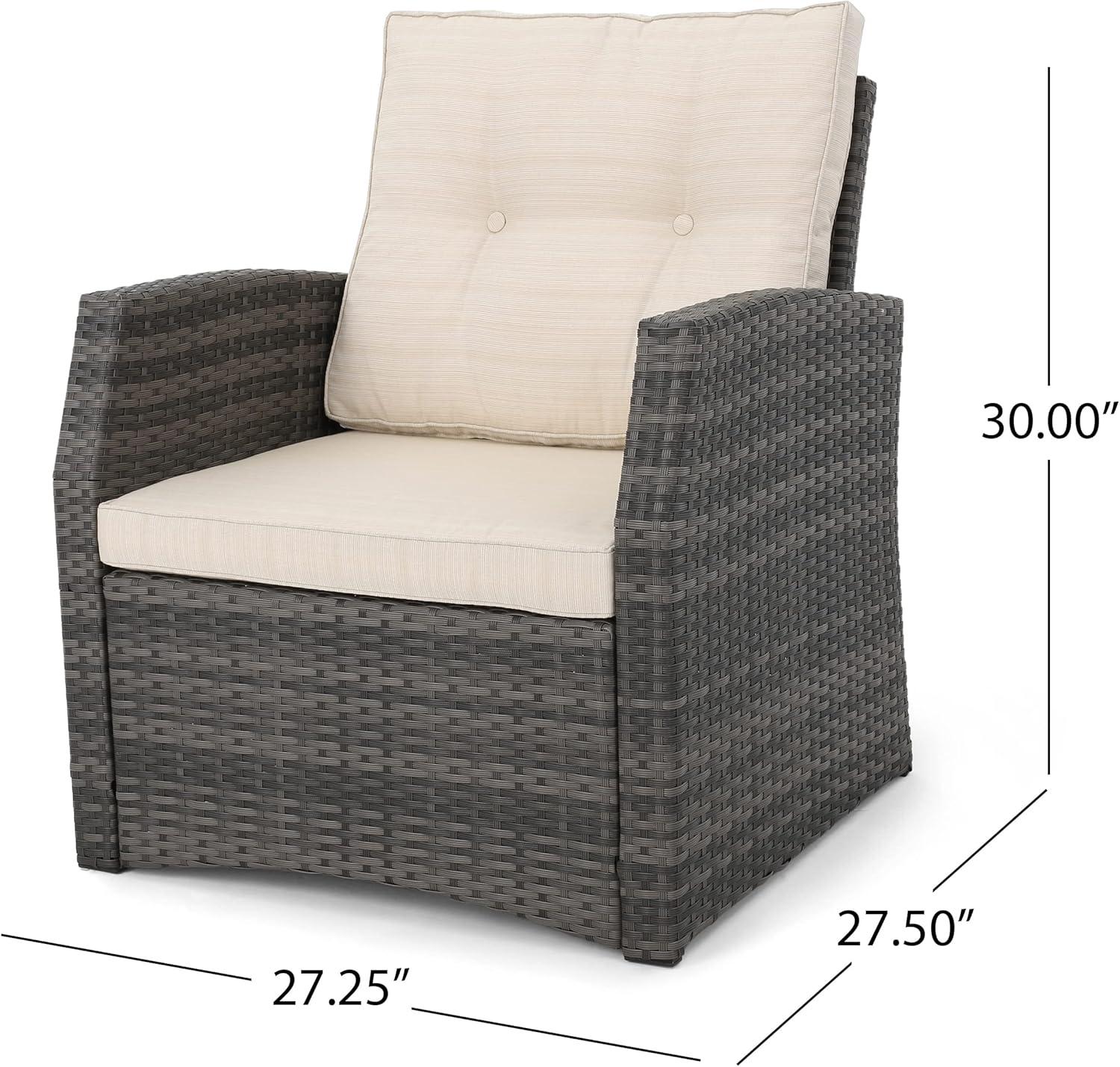 image:imageChristopher Knight Home Sanger Outdoor Club Chairs with Cushions Wicker GrayBeige Set of 2