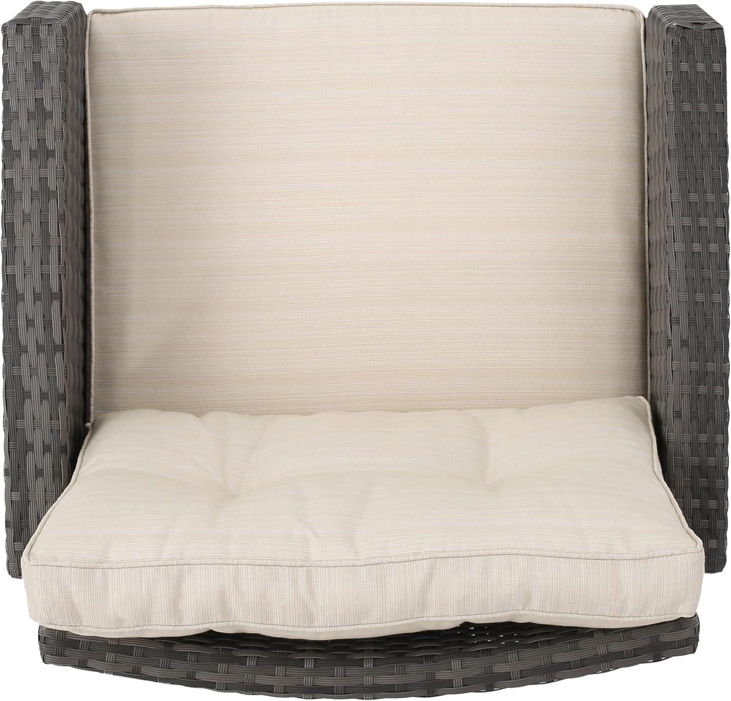 image:imageChristopher Knight Home Sanger Outdoor Club Chairs with Cushions Wicker GrayBeige Set of 2