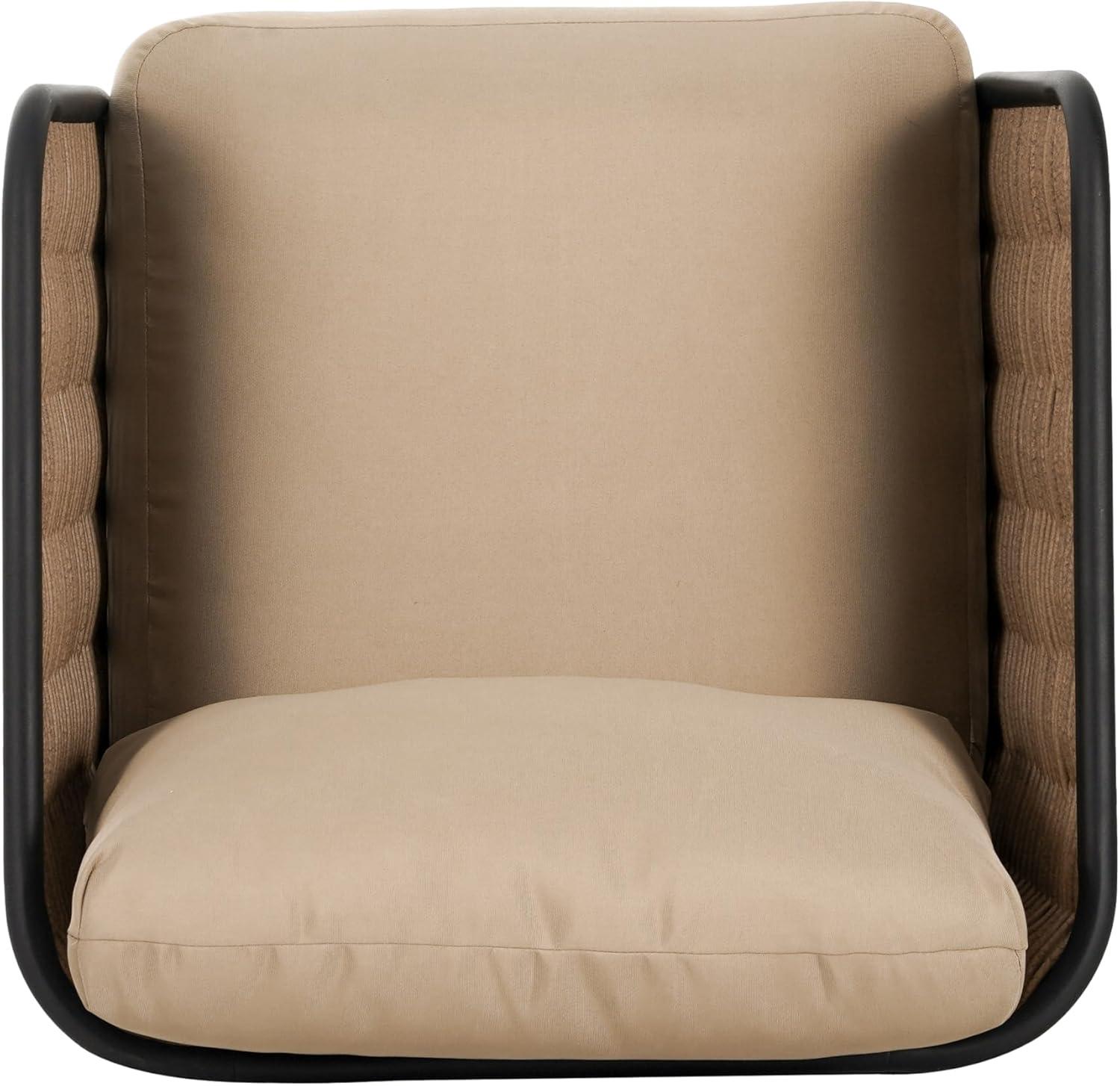 image:imageChristopher Knight Home Tobin Patio Wicker Accent Chair WaterResistant CushionOutdoor Lounge ChairWoven Faux Rattan BackrestampArmrestSturdy Metal Frame GardenBackyard ArmchairBrownBlackBeige