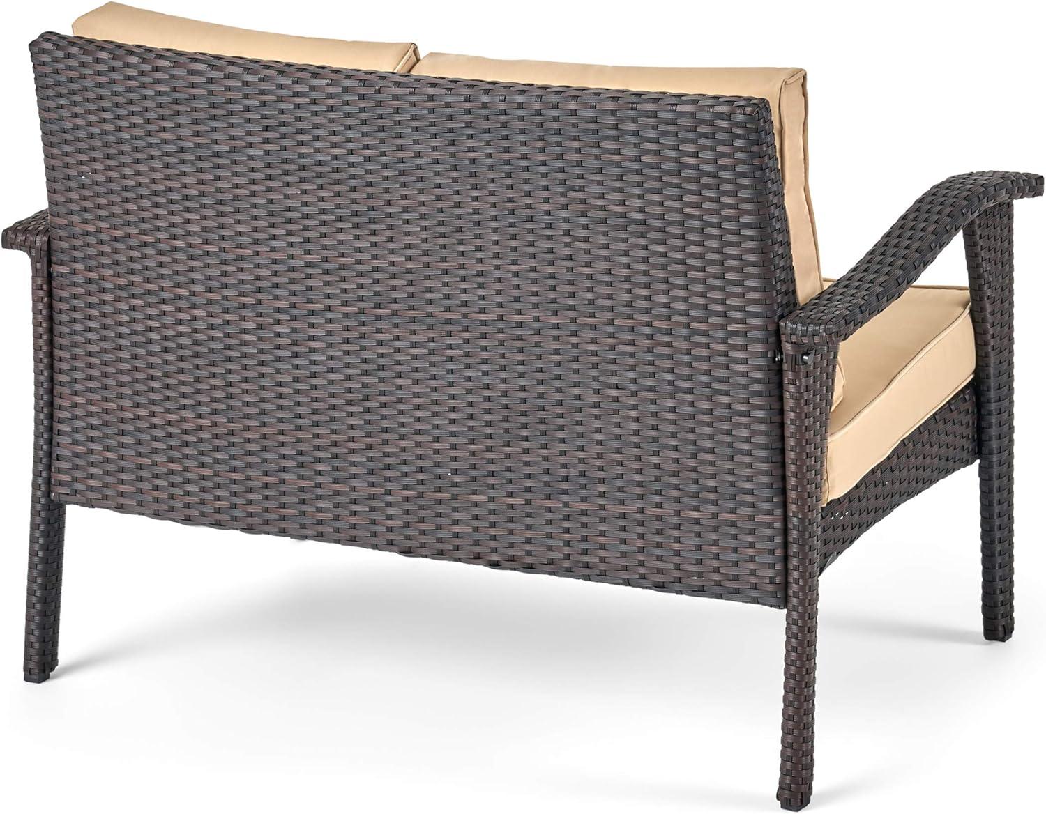 image:imageChristopher Knight Home Waikiki Outdoor Wicker Seating Set and Cushions 4Pcs Set Brown