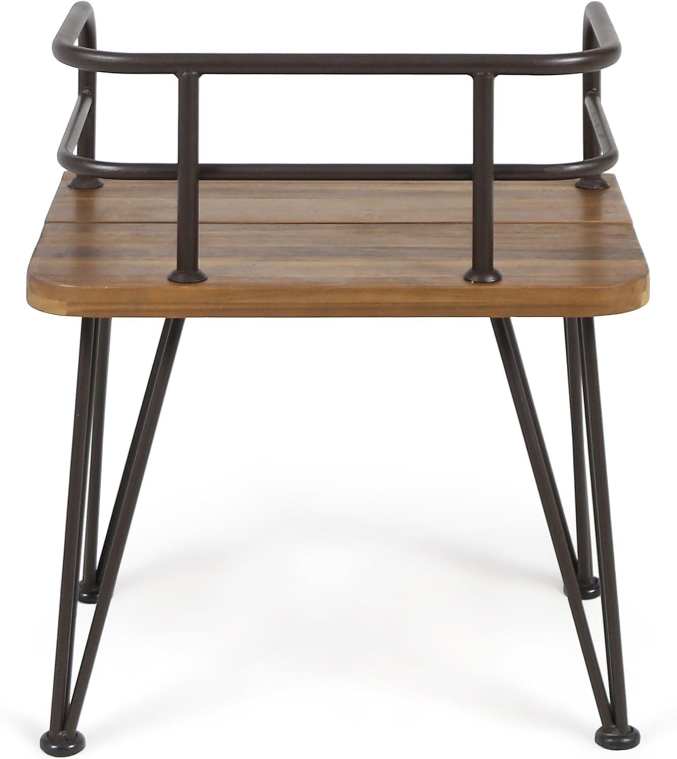 image:imageChristopher Knight Home Zion Outdoor Industrial Acacia Wood Chairs with Iron Frame 2Pcs Set Teak Finish Rustic Metal