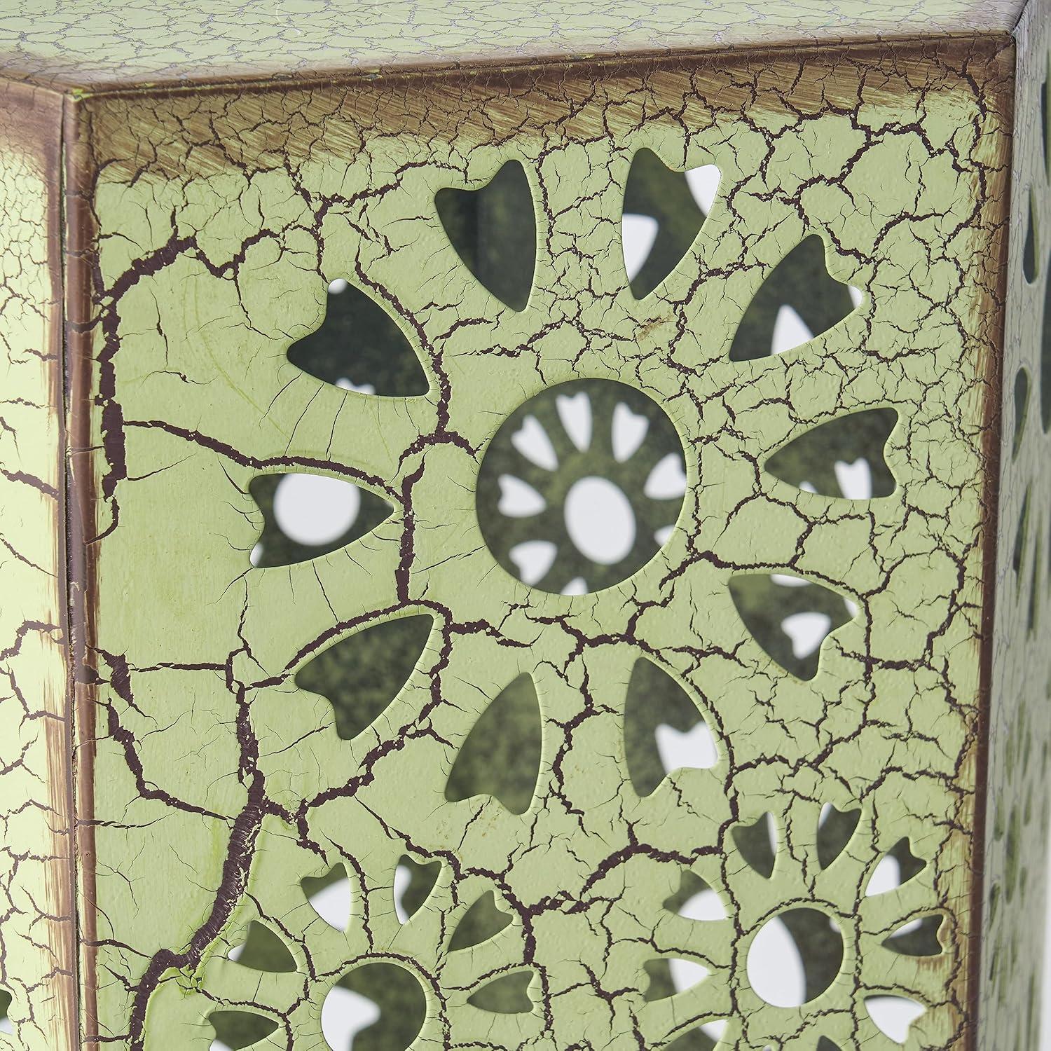 image:imageGDFStudio Elliot Outdoor 12 Inch and 14 Inch Sunburst Iron Side Table Set Crackle Green 301960Crackle Green
