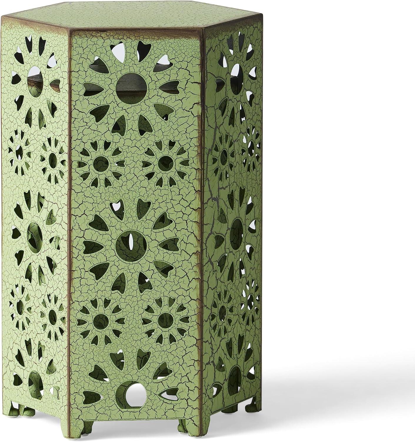 image:imageGDFStudio Elliot Outdoor 12 Inch and 14 Inch Sunburst Iron Side Table Set Crackle Green 301960Crackle Green