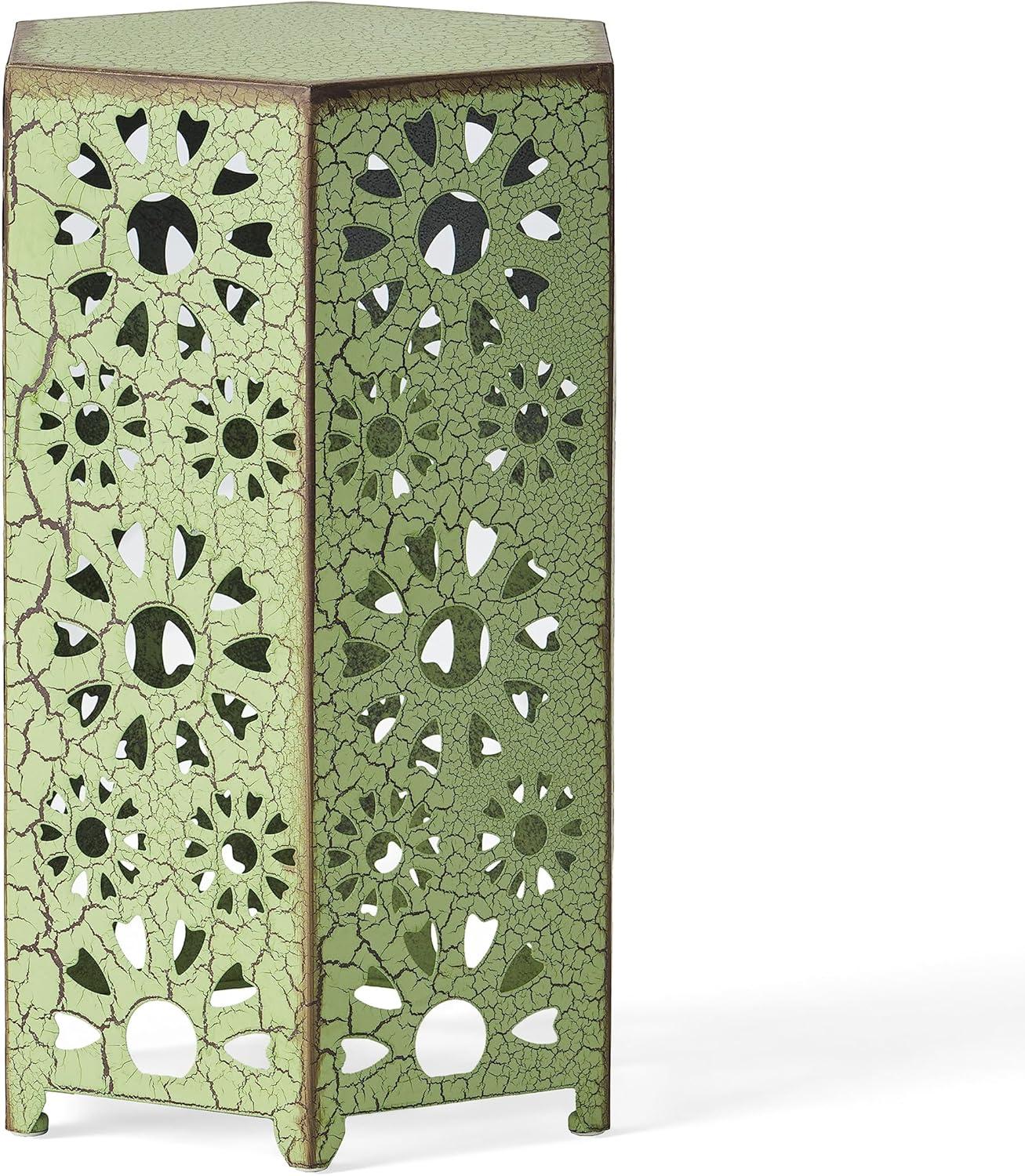 image:imageGDFStudio Elliot Outdoor 12 Inch and 14 Inch Sunburst Iron Side Table Set Crackle Green 301960Crackle Green