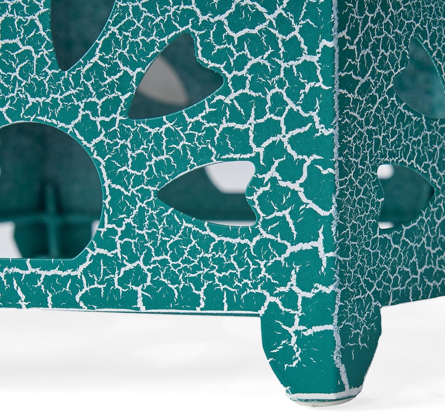 image:imageGDFStudio Elliot Outdoor 12 Inch and 14 Inch Sunburst Iron Side Table Set Crackle Green 301960Crackle Teal