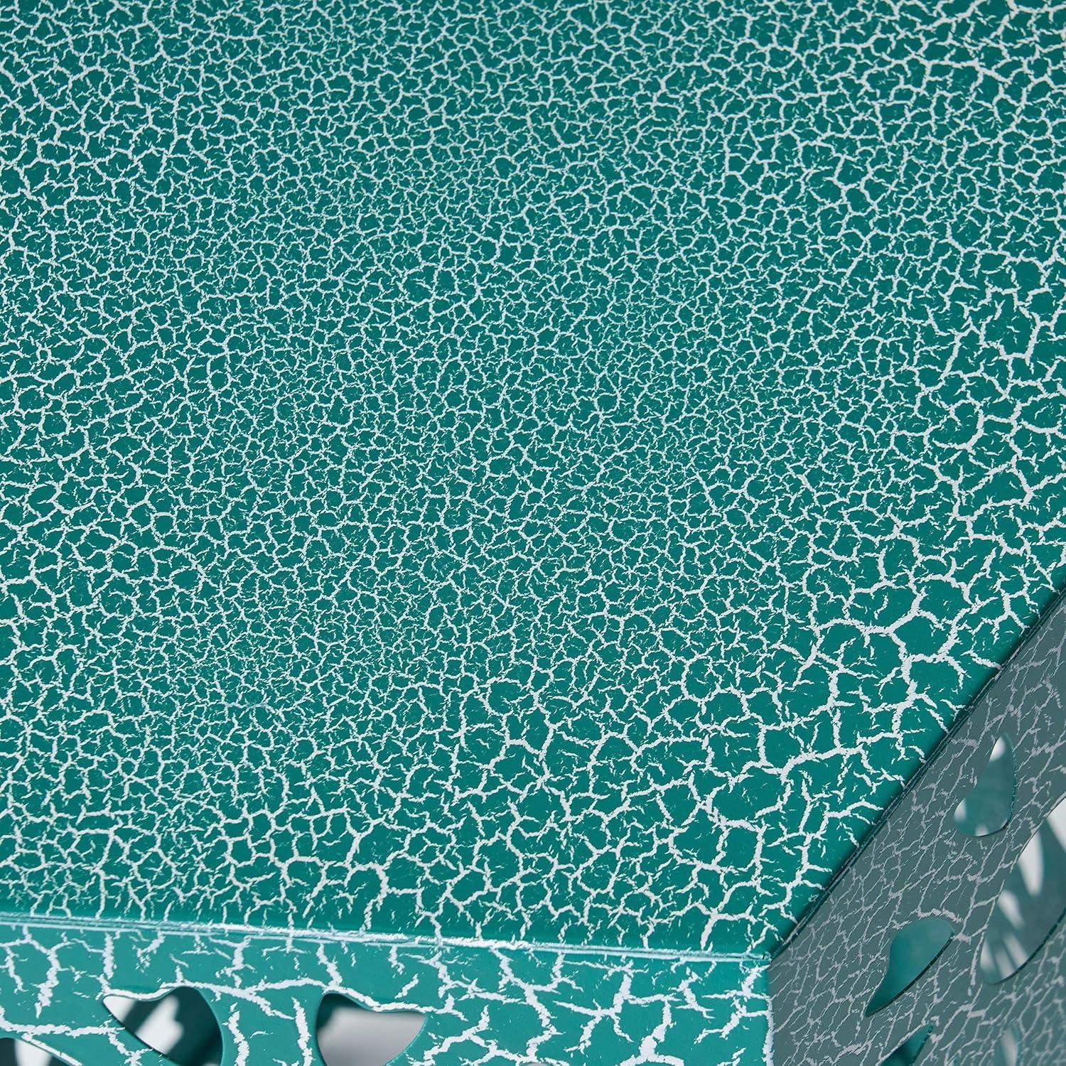 image:imageGDFStudio Elliot Outdoor 12 Inch and 14 Inch Sunburst Iron Side Table Set Crackle Green 301960Crackle Teal