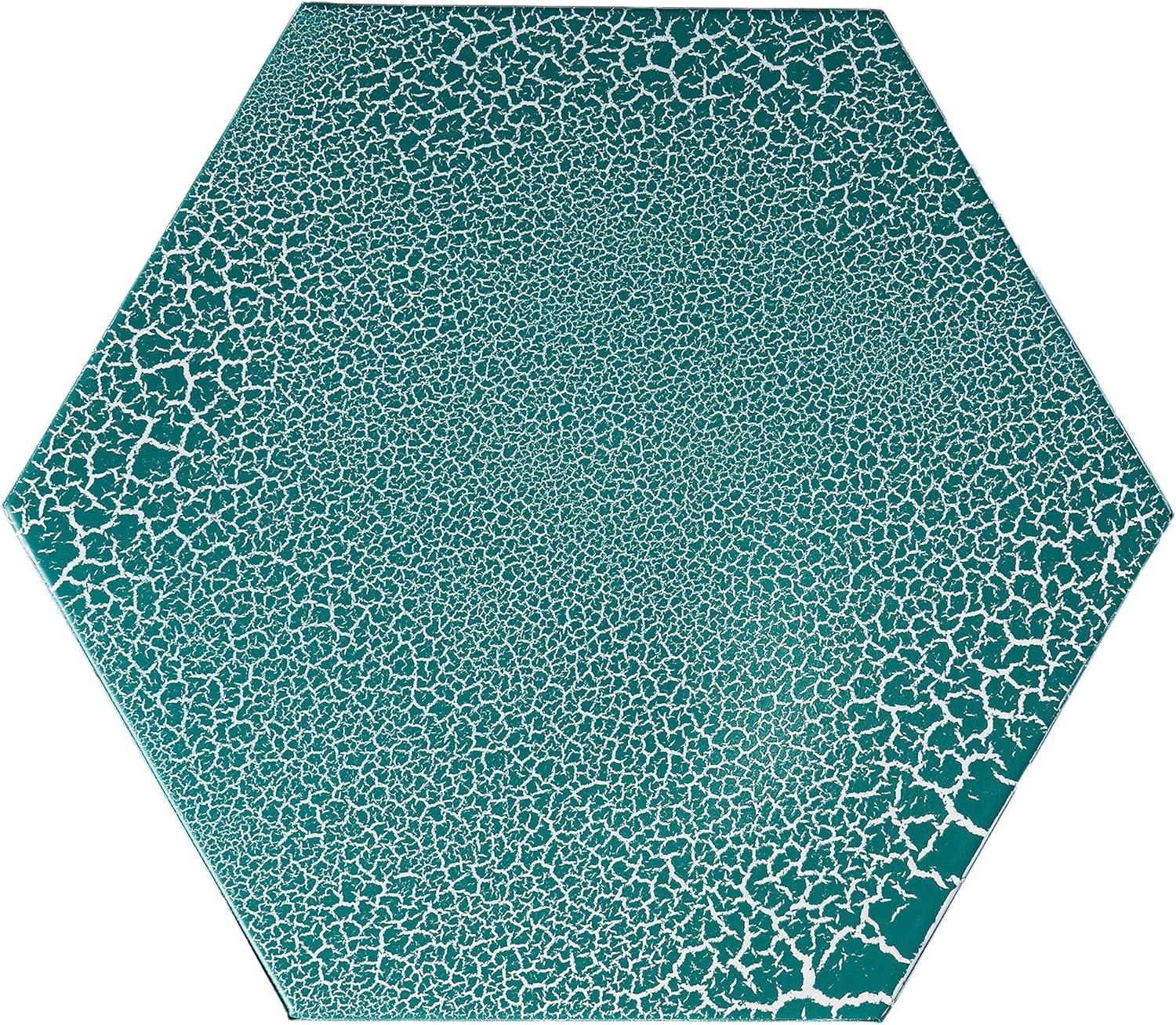 image:imageGDFStudio Elliot Outdoor 12 Inch and 14 Inch Sunburst Iron Side Table Set Crackle Green 301960Crackle Teal