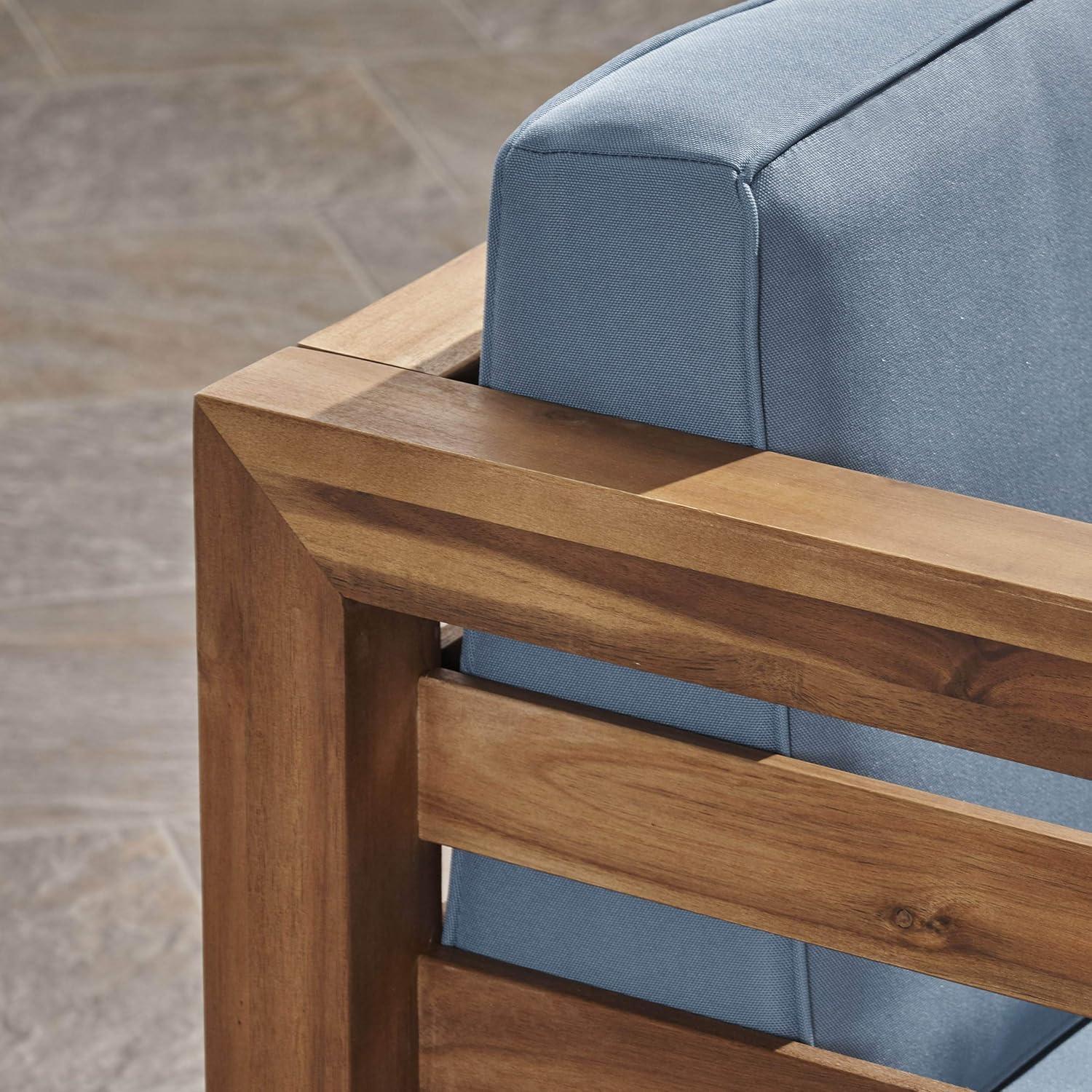 image:imageGreat Deal Furniture Louise Outdoor Acacia Wood Club Chair with Cushion Gray Finish and White 308367Teak Finish Blue