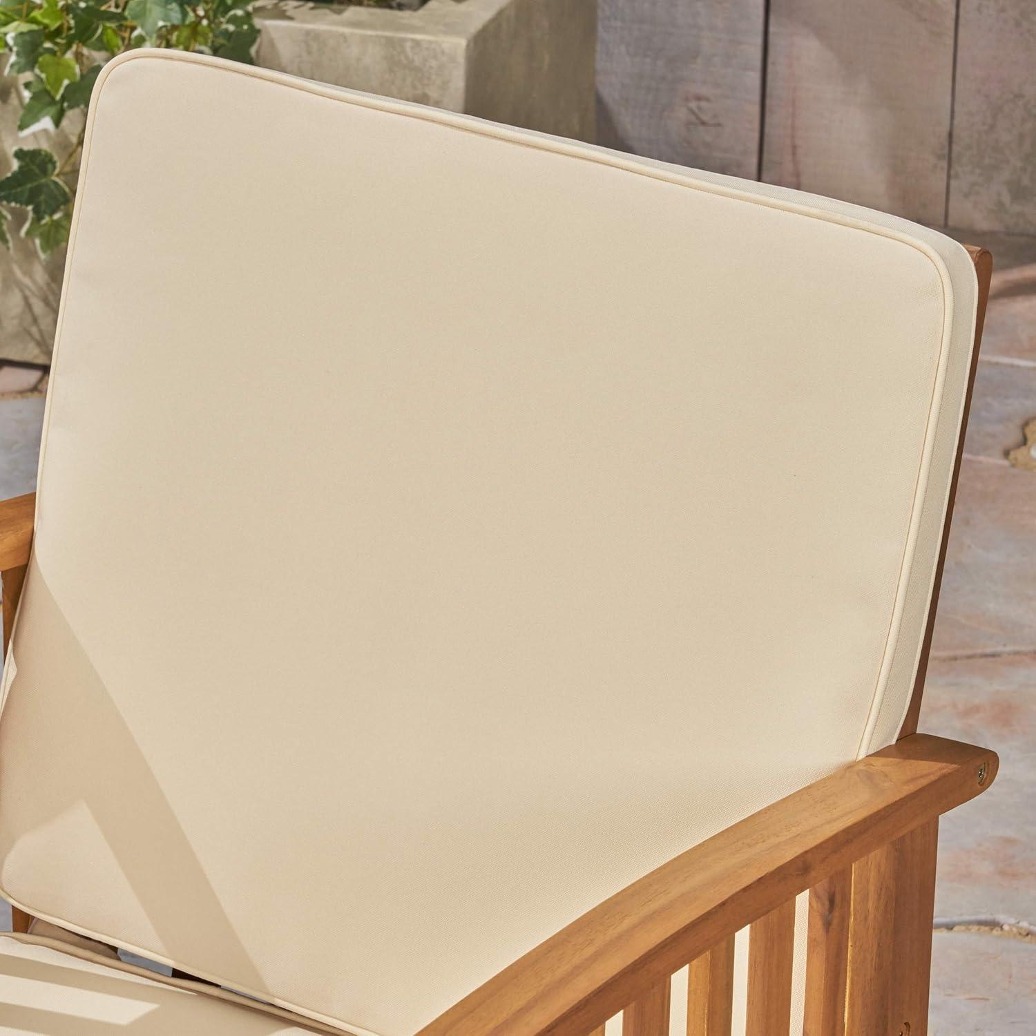 image:imageGreat Deal Furniture Ray Acacia Outdoor Acacia Wood Club Chairs Brown Patina and Cream Set of 2 306223Brown Patina Finish Cream