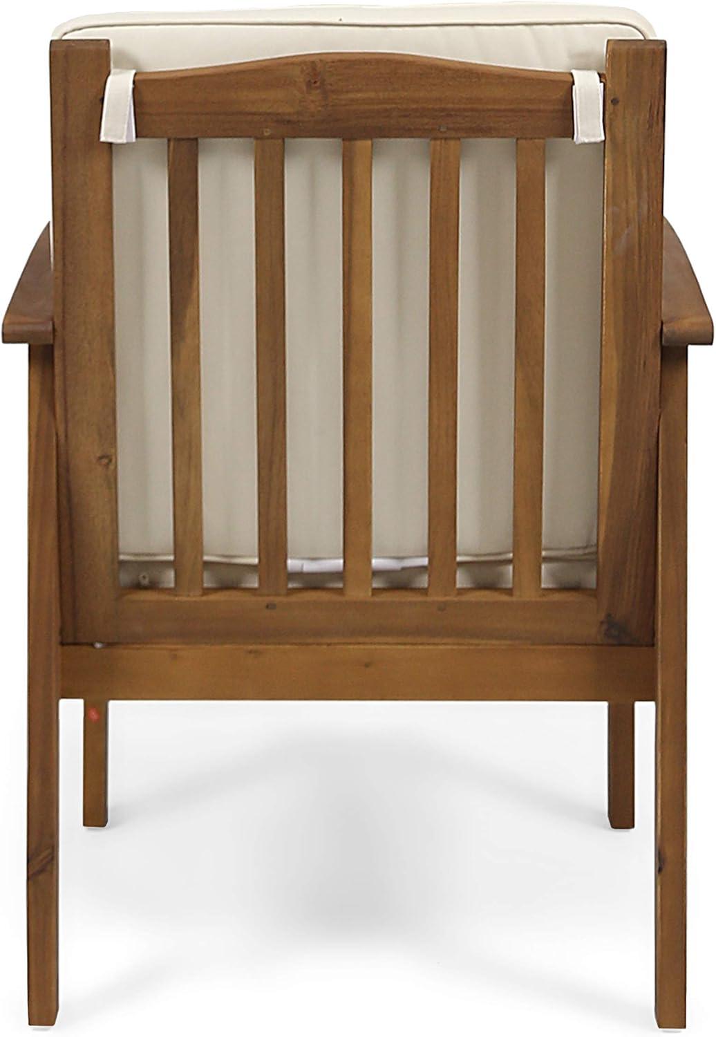 image:imageGreat Deal Furniture Ray Acacia Outdoor Acacia Wood Club Chairs Brown Patina and Cream Set of 2 306223Brown Patina Finish Cream