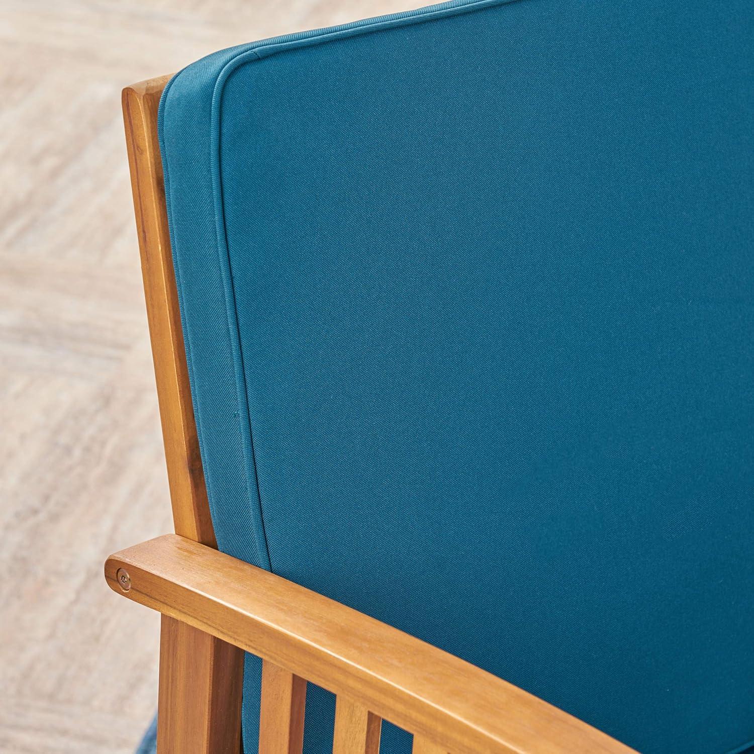 image:imageGreat Deal Furniture Ray Acacia Outdoor Acacia Wood Club Chairs Brown Patina and Cream Set of 2 306223Brown Patina Finish Dark Teal
