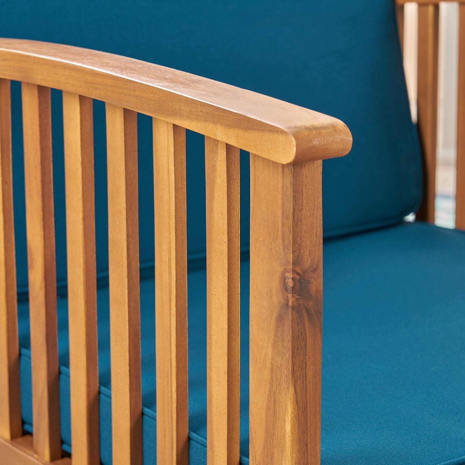 image:imageGreat Deal Furniture Ray Acacia Outdoor Acacia Wood Club Chairs Brown Patina and Cream Set of 2 306223Brown Patina Finish Dark Teal