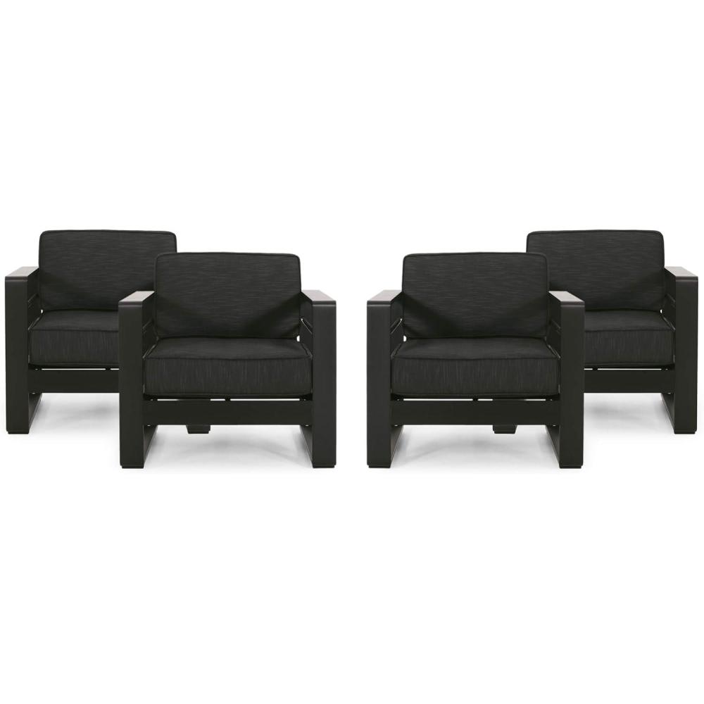 image:imageCheney Bay Outdoor Aluminum Club Chairs Set of 4 Black