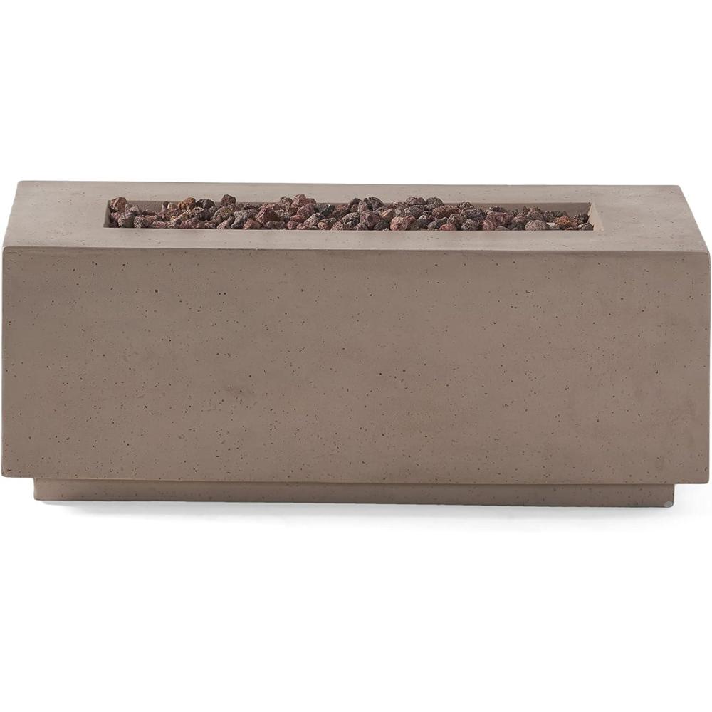 image:imageChristopher Knight Home Aidan Outdoor 40000 BTU Rectangular Fire Pit No Tank Holder Lightweight Concrete Light Gray