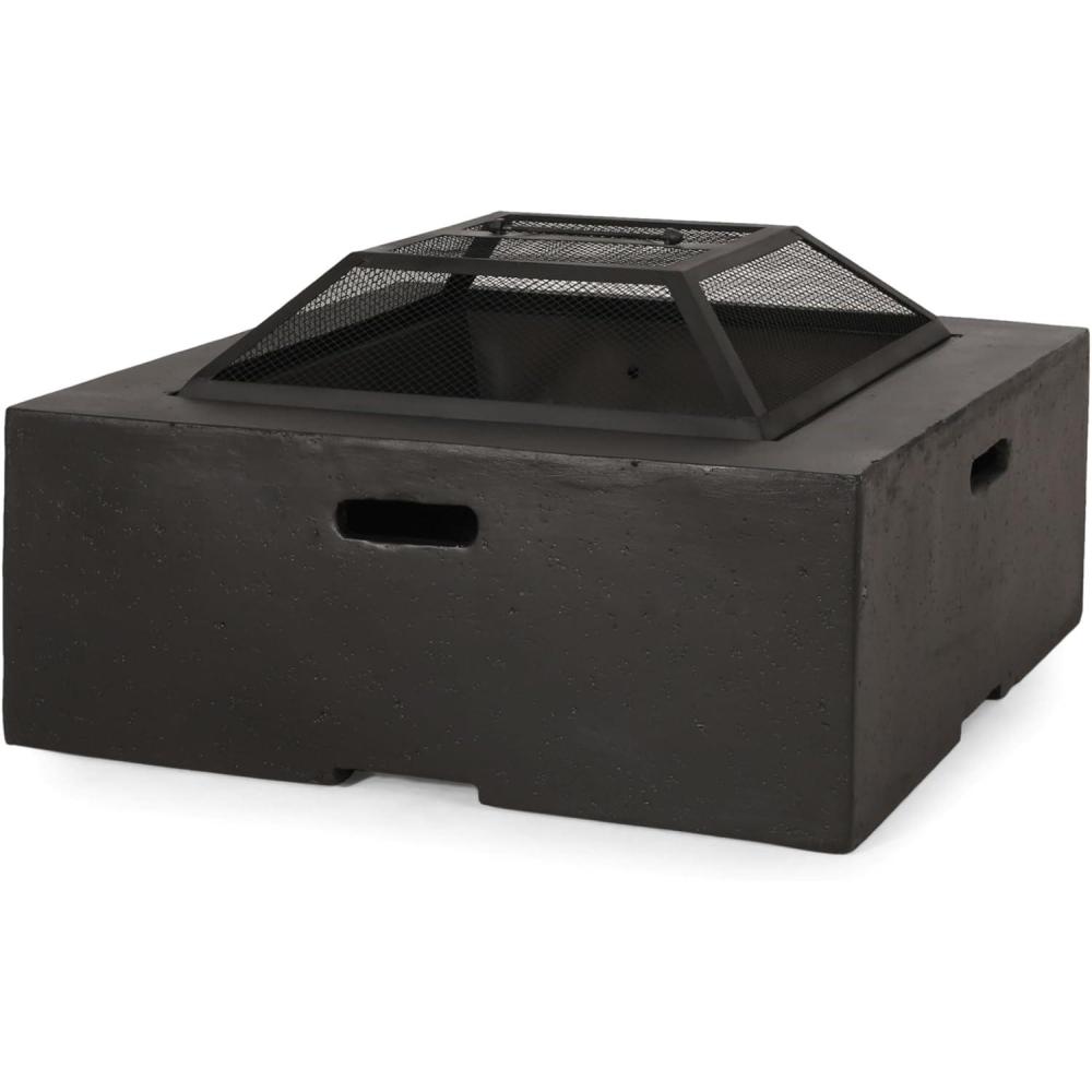 image:imageChristopher Knight Home Berwick Outdoor Lightweight Concrete Wood Burning Square Fire Pit Dark Gray
