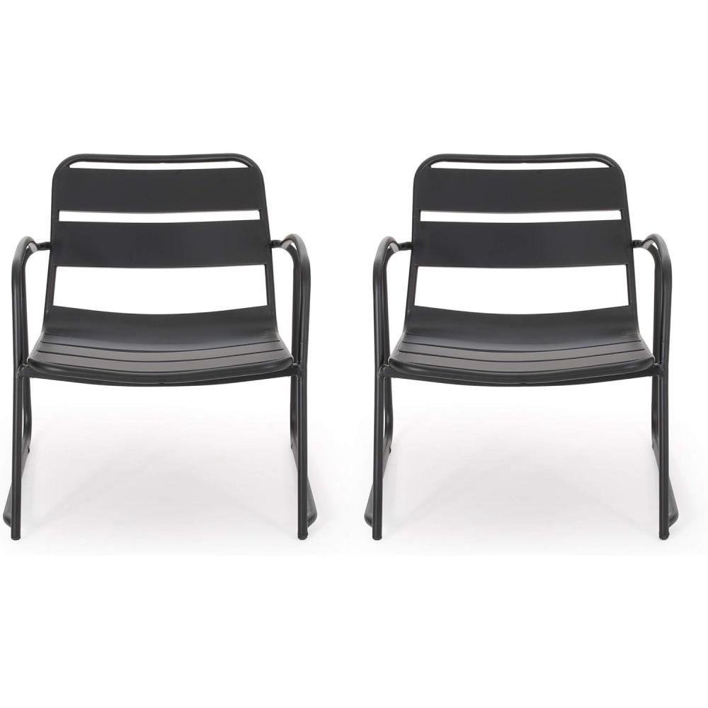 image:imageChristopher Knight Home Cowan Outdoor Dining Chair Set of 2 Matte CoralMatte Black