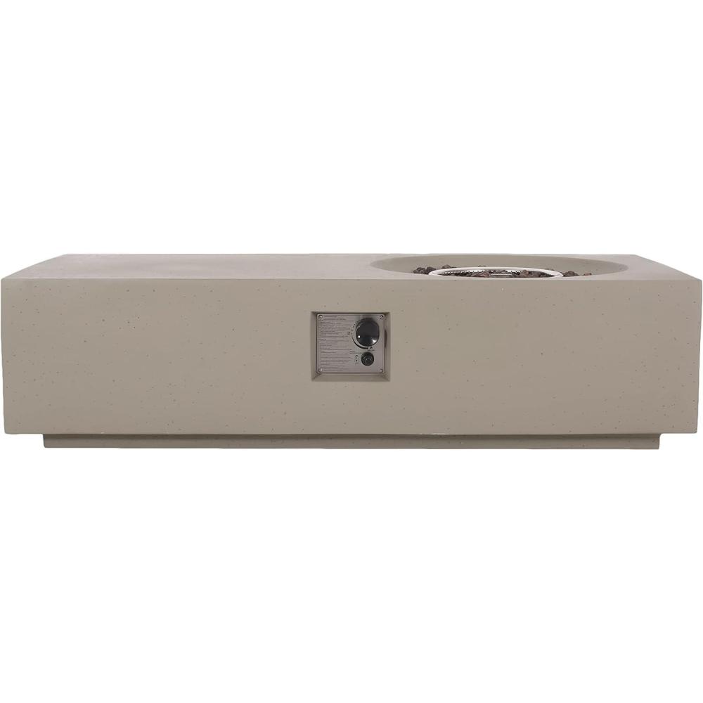 image:imageChristopher Knight Home Evatt Outdoor 50000 BTU Rectangular Fire Pit Table No Tank Holder  Lightweight Concrete  Light Gray