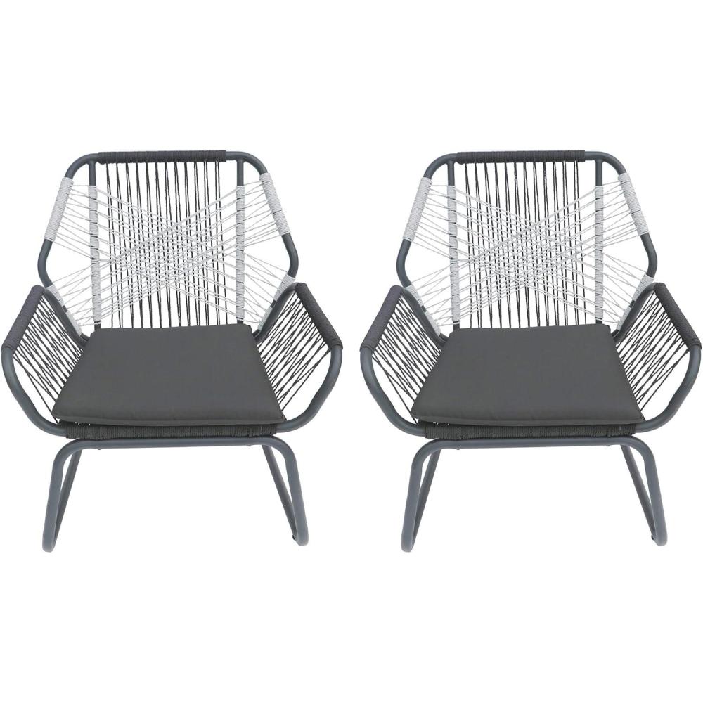 image:imageChristopher Knight Home Gloria Outdoor Rope and Steel Club Chairs Set of 2 GrayGrayWhite