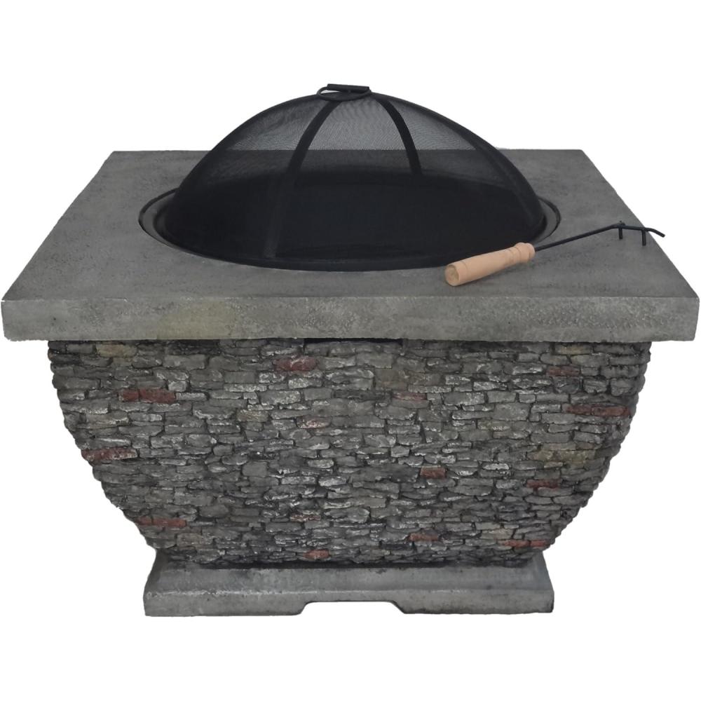 image:imageChristopher Knight Home Laraine Outdoor 32 Wood Burning LightWeight Concrete Square Fire Pit Grey