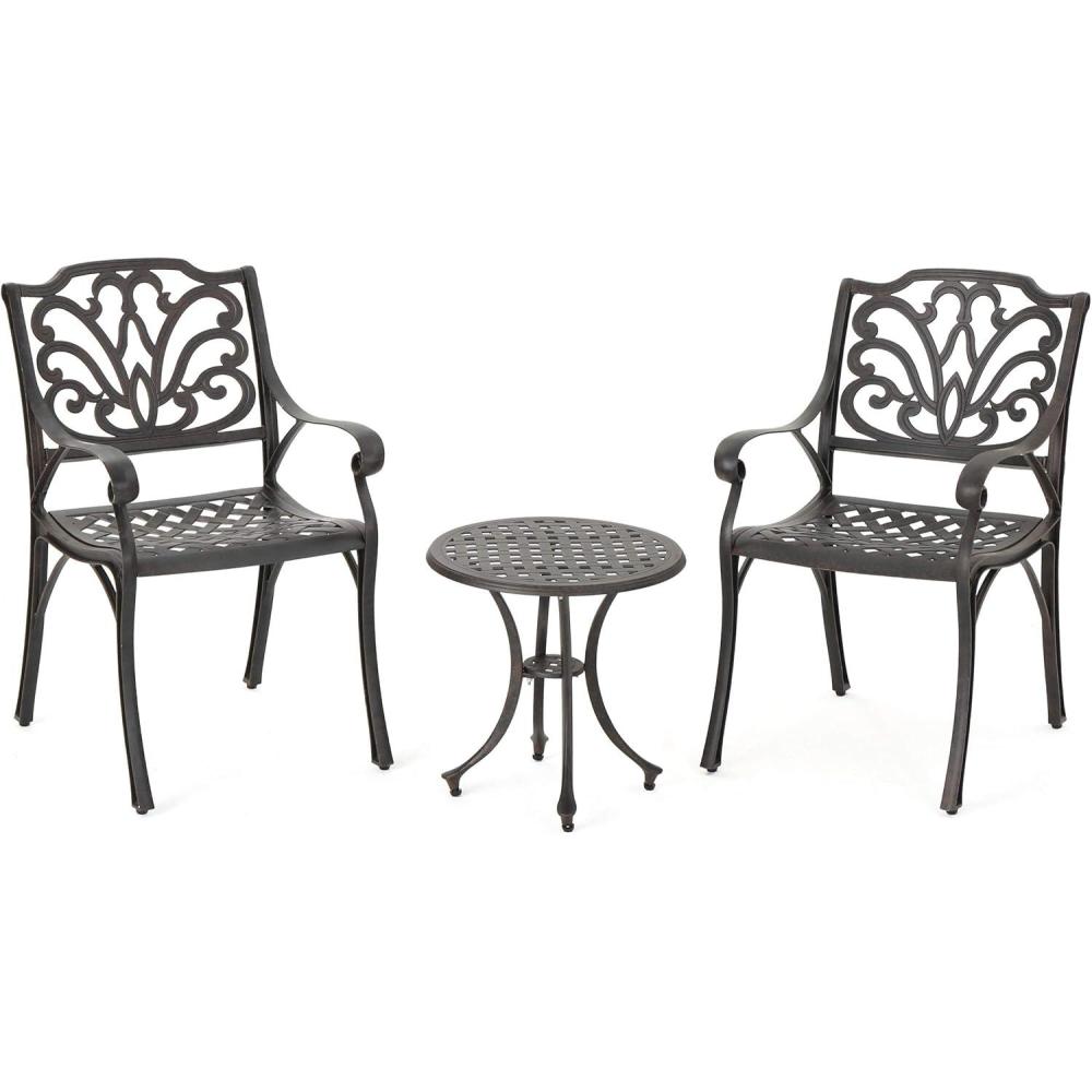 image:imageChristopher Knight Home Lola Outdoor Cast Aluminum Chat Set 3Pcs Set Bronze Finished