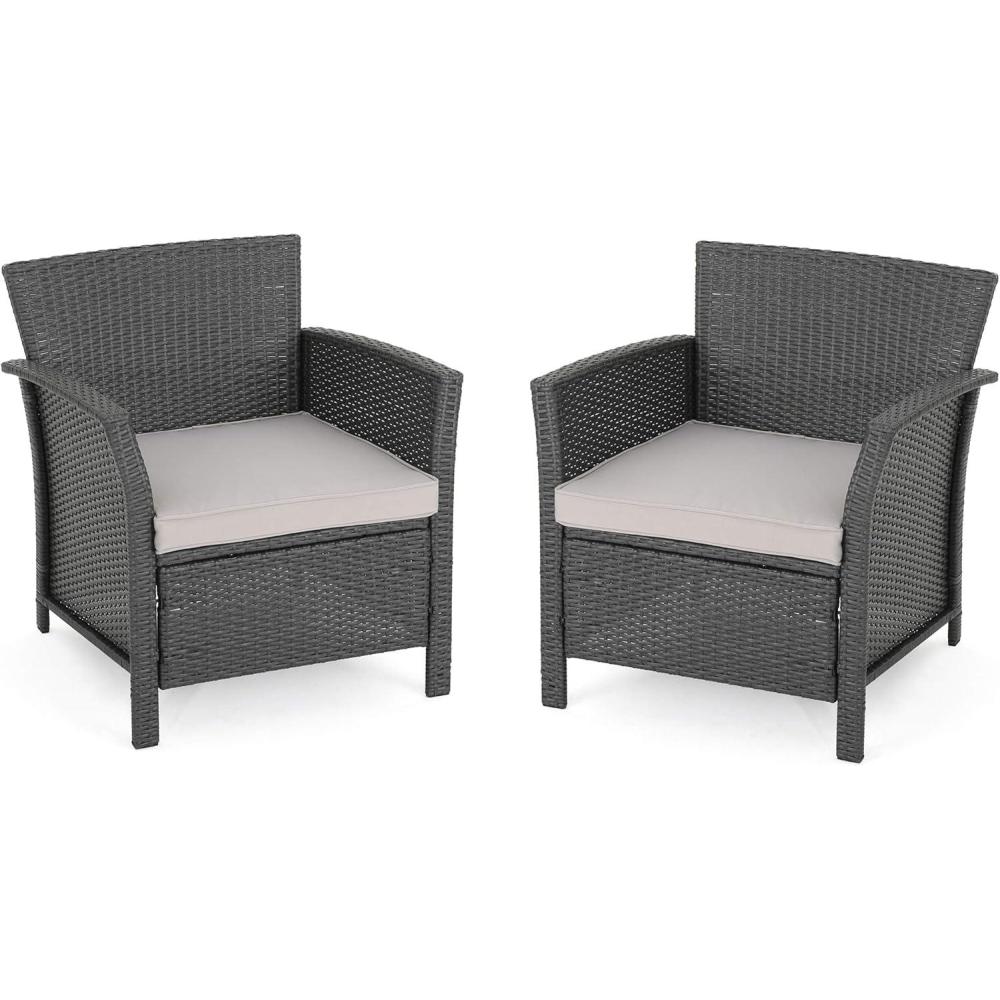 image:imageChristopher Knight Home Louisa Outdoor Wicker Club Chairs Set of 2 Gray and Silver