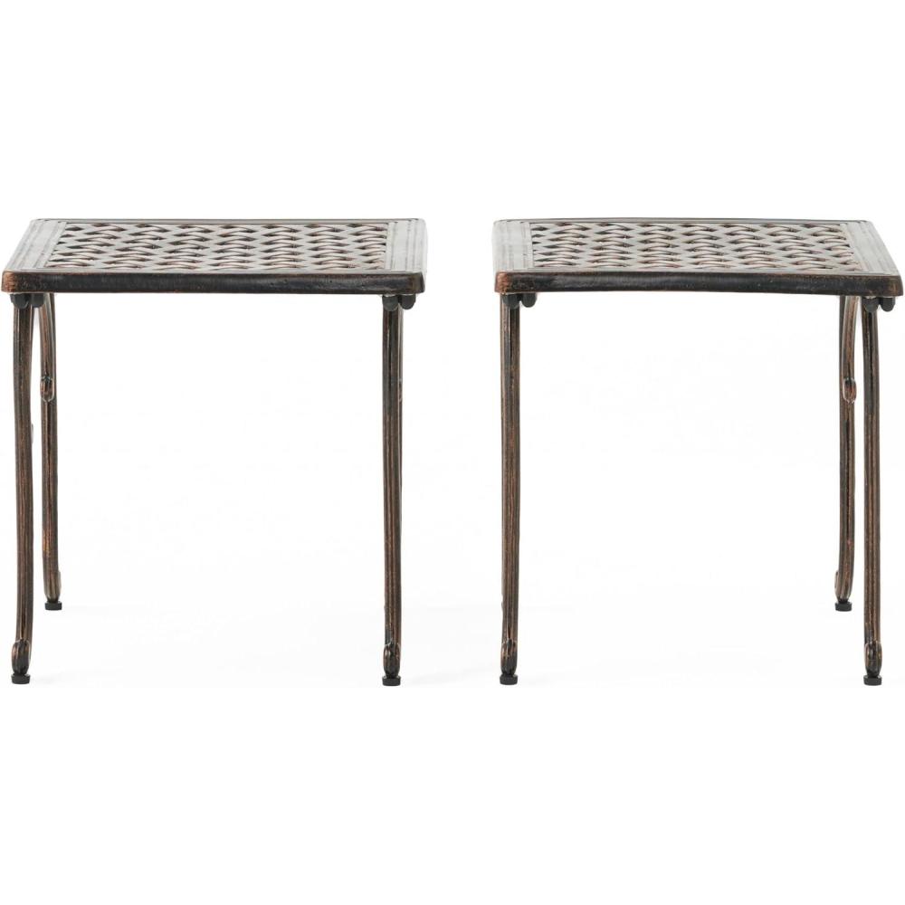 image:imageChristopher Knight Home Mckinley Outdoor Cast End Tables 2Pcs Set Shiny Copper