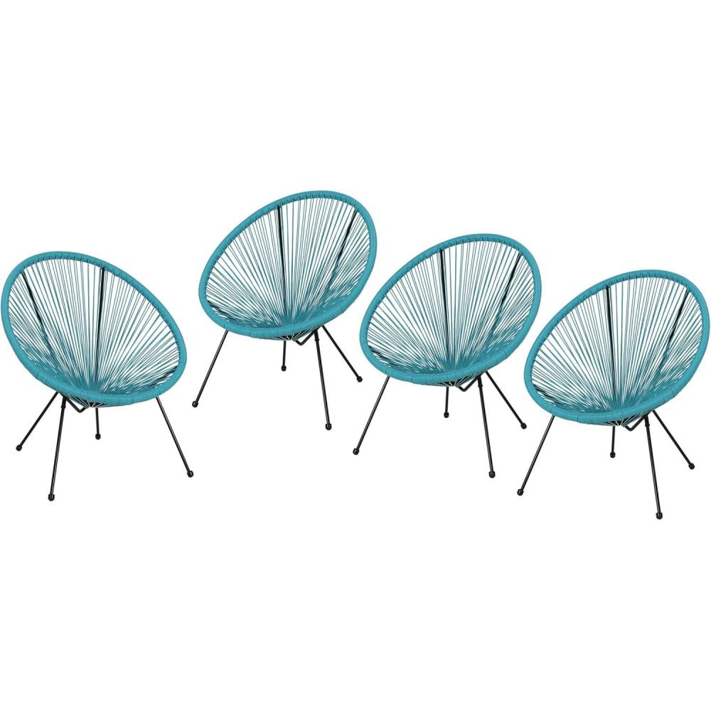 image:imageChristopher Knight Home Outdoor Hammock Weave Chair with Steel Frame Set of 4  Teal and Black