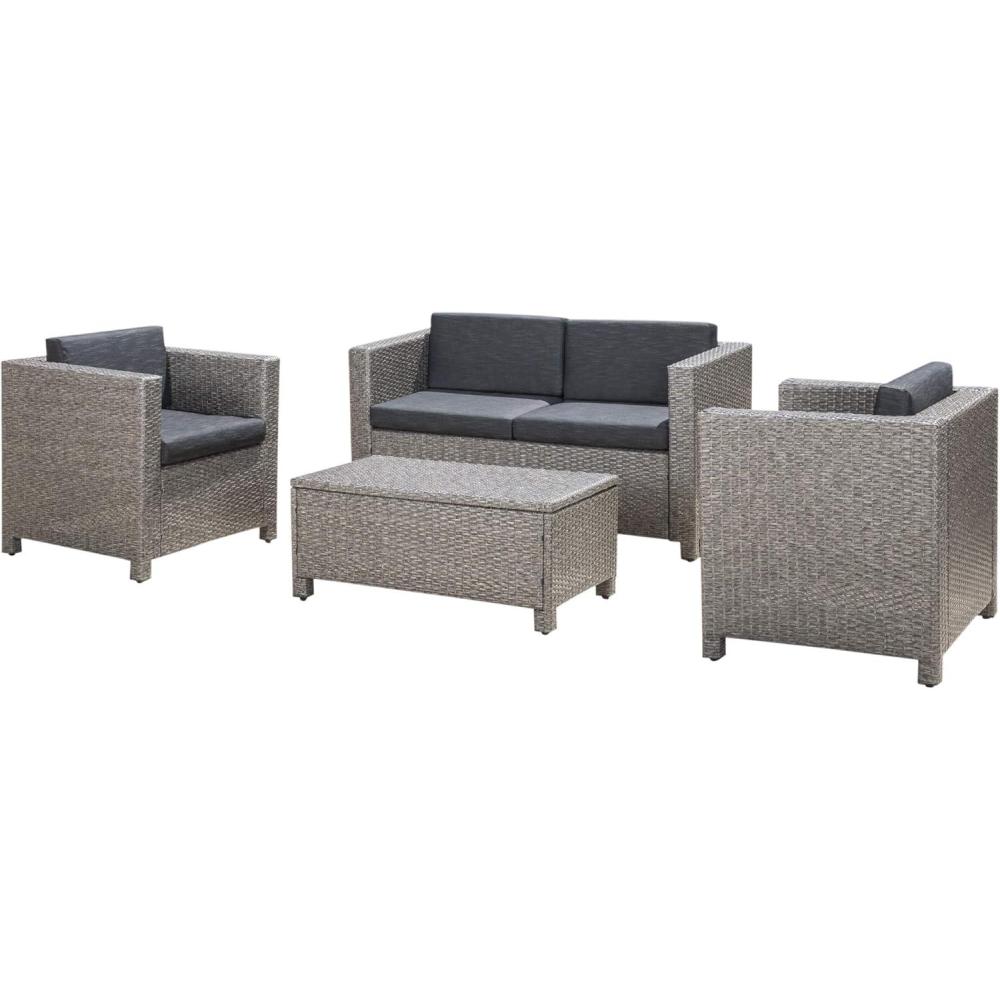 image:imageChristopher Knight Home Puerta Outdoor Wicker Sofa Set Black