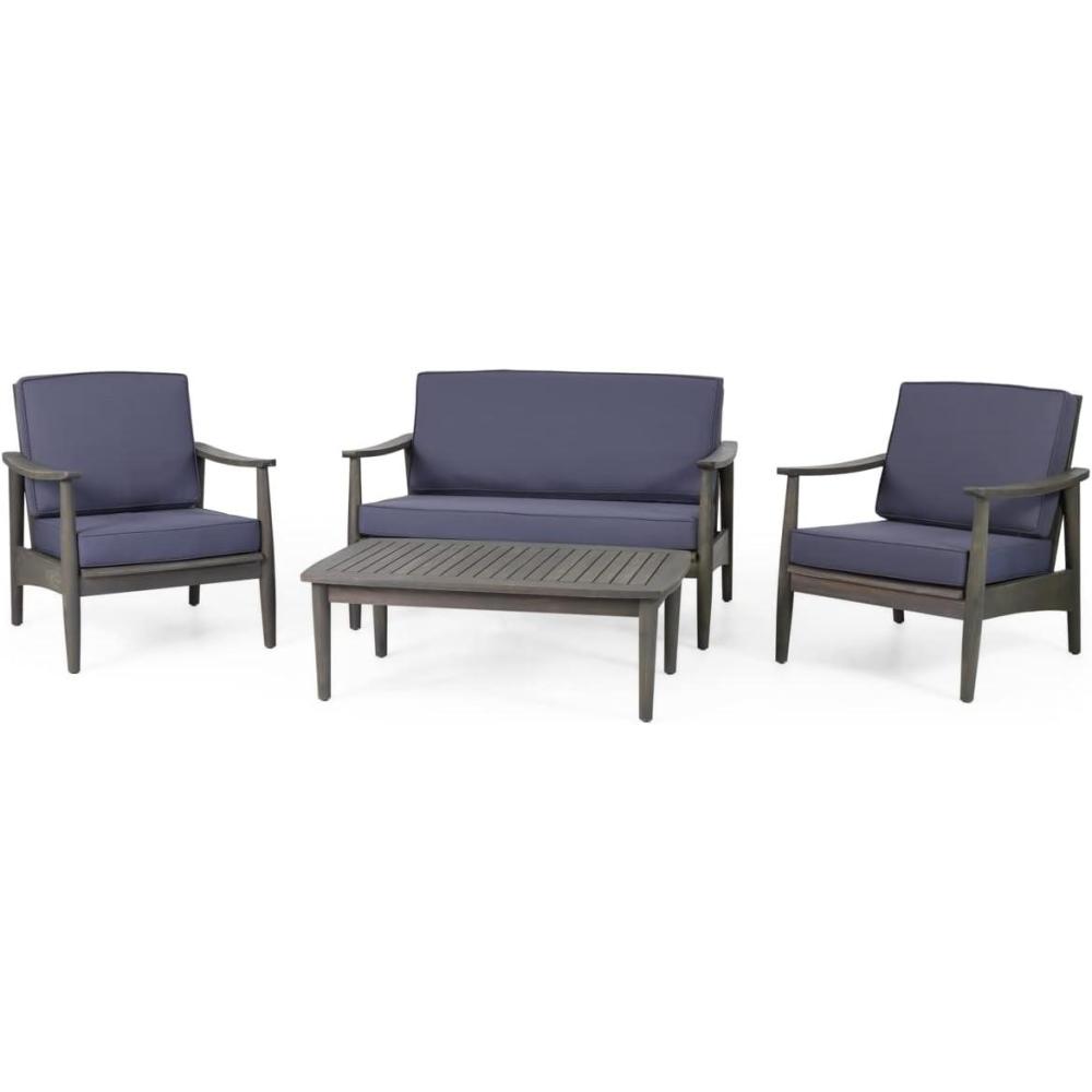 image:imageWillowbrook Outdoor 4pc Chat Set  Acacia Wood  TeakGrey