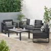 Cheney Bay Outdoor Aluminum 4 Seater Chat Set, Black and Gray